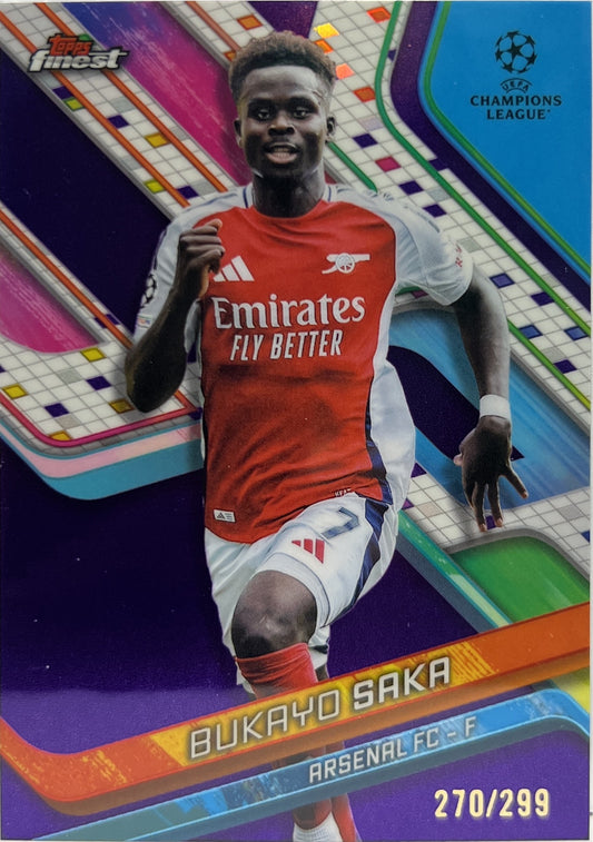 Bukayo Saka 270/299 Purple Topps Finest UCC 2024/25