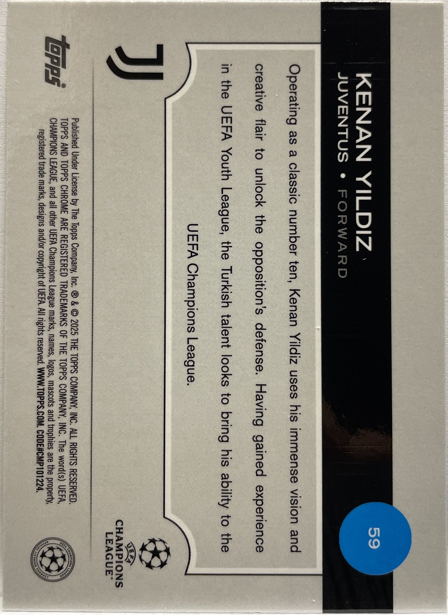 Kenan Yildiz 89/125 Future Stars All Star Rookie Green RayWave Topps Chrome UCC 2024/25