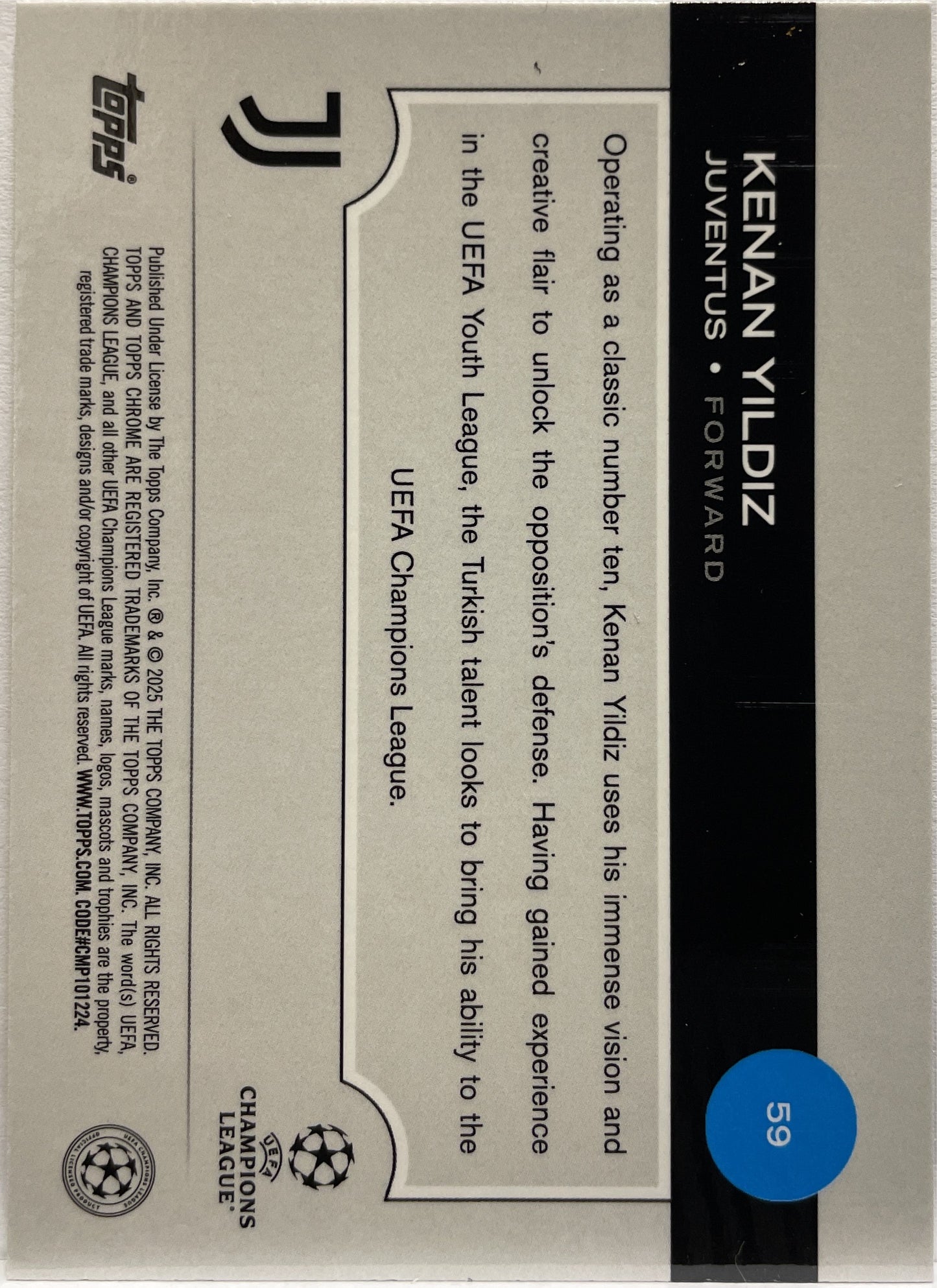 Kenan Yildiz 238/299 Future Stars All Star Rookie Violet Topps Chrome UCC 2024/25