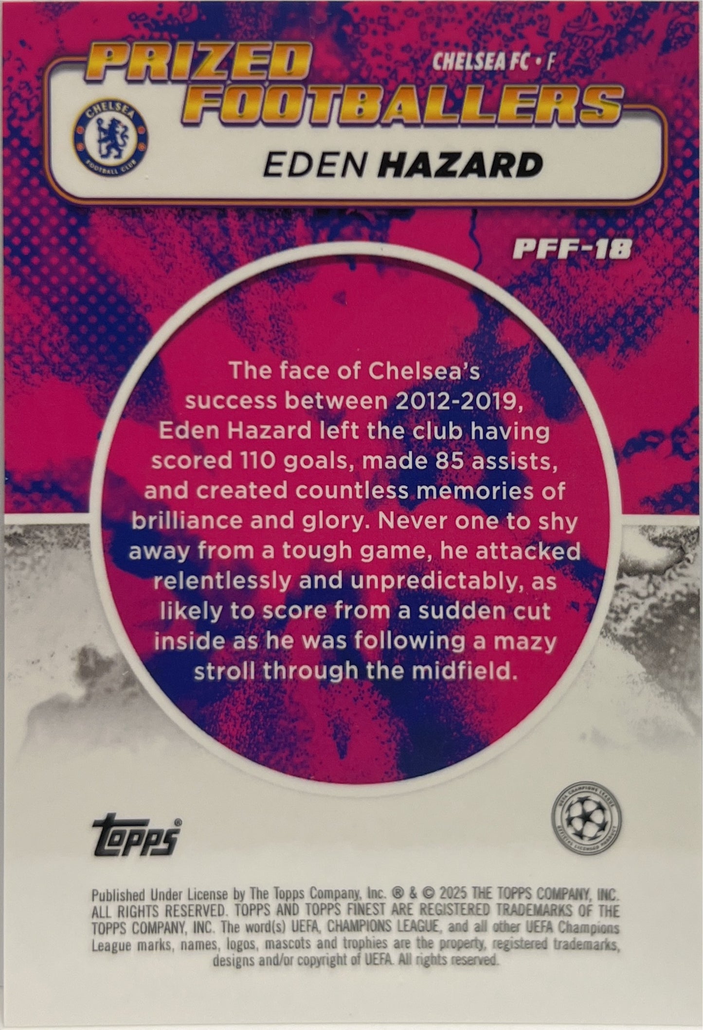 Eden Hazard Prized Footballers Fusion Variation Blue Gold Topps Finest UCC 2024/25