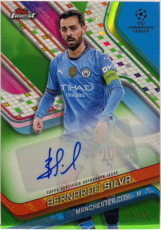 Bernardo Silva 87/99 Autograph Neon Green Topps Finest UCC 2024/25