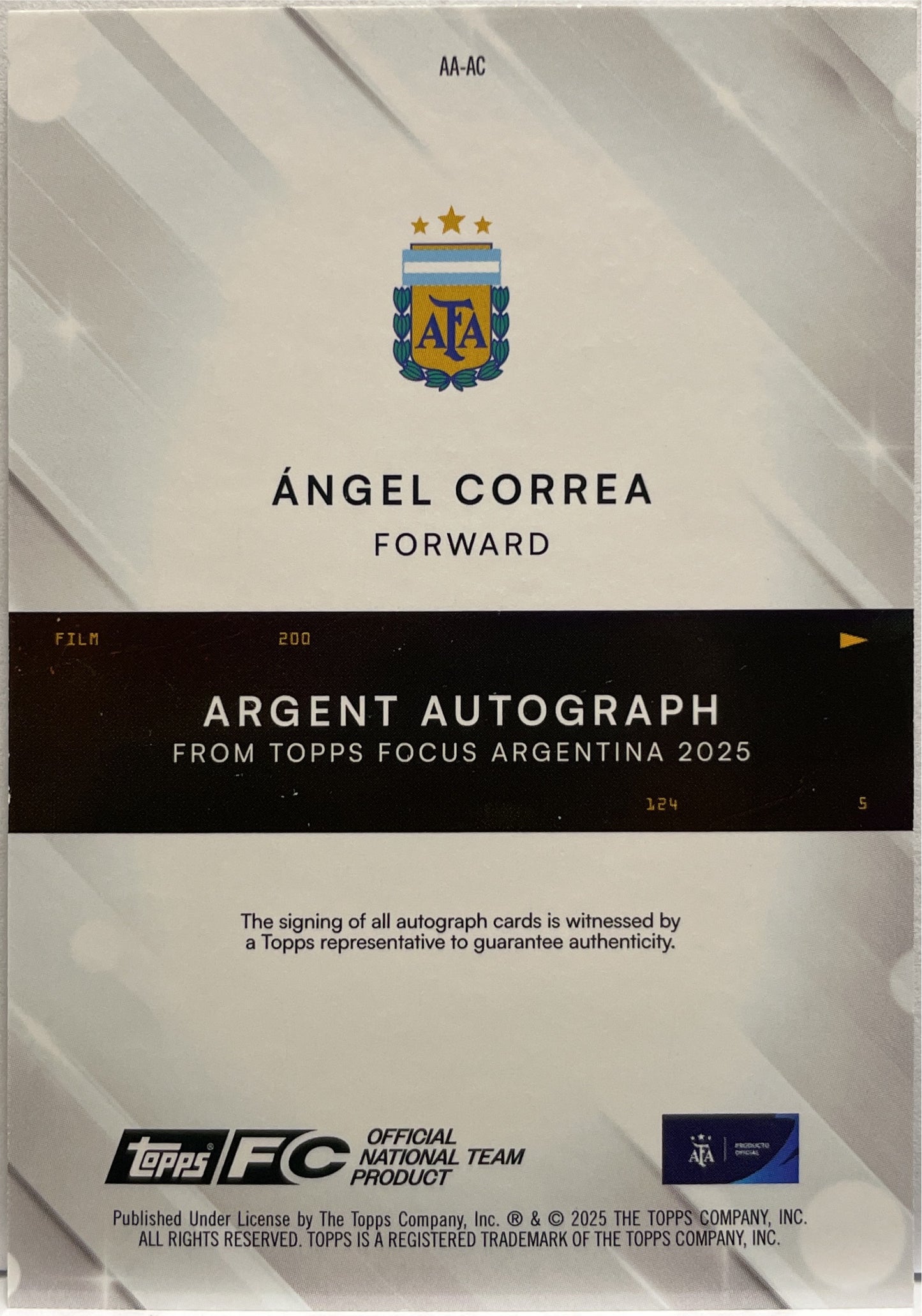 Angel Correa 49/50 Autograph Gold Topps Focus Argentina 2025