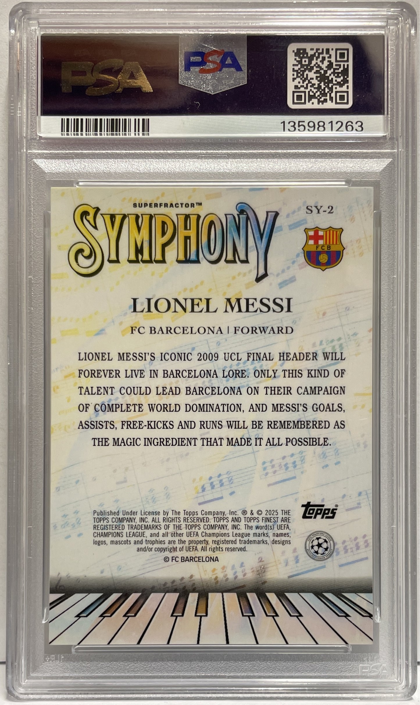 Lionel Messi 1/1 Symphony Superfractor Topps Finest UCC 2024/25 PSA 8
