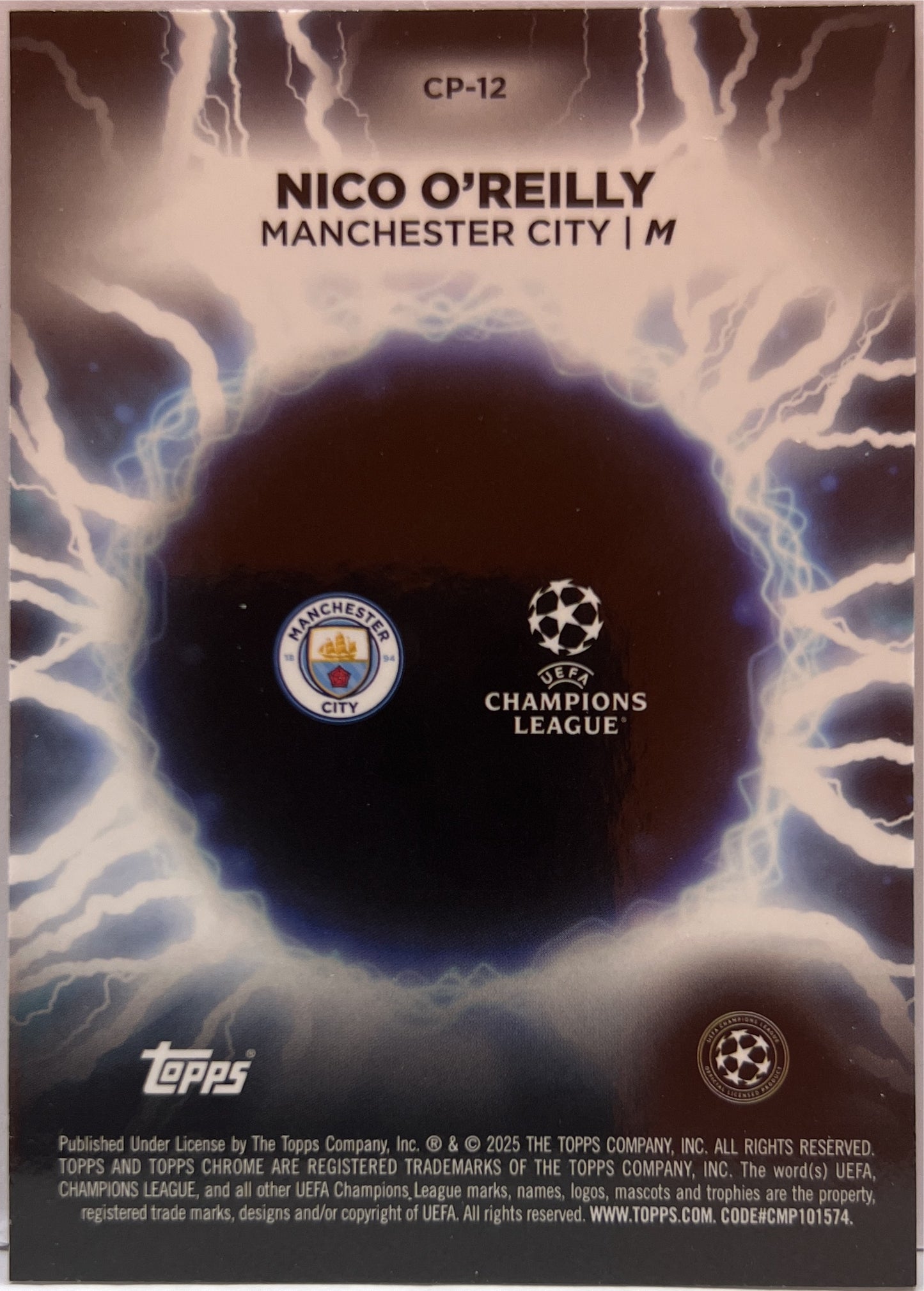 Nico O'Reilly Rookie Circle Of Power Shockwave Topps Chrome UCC 2024/25