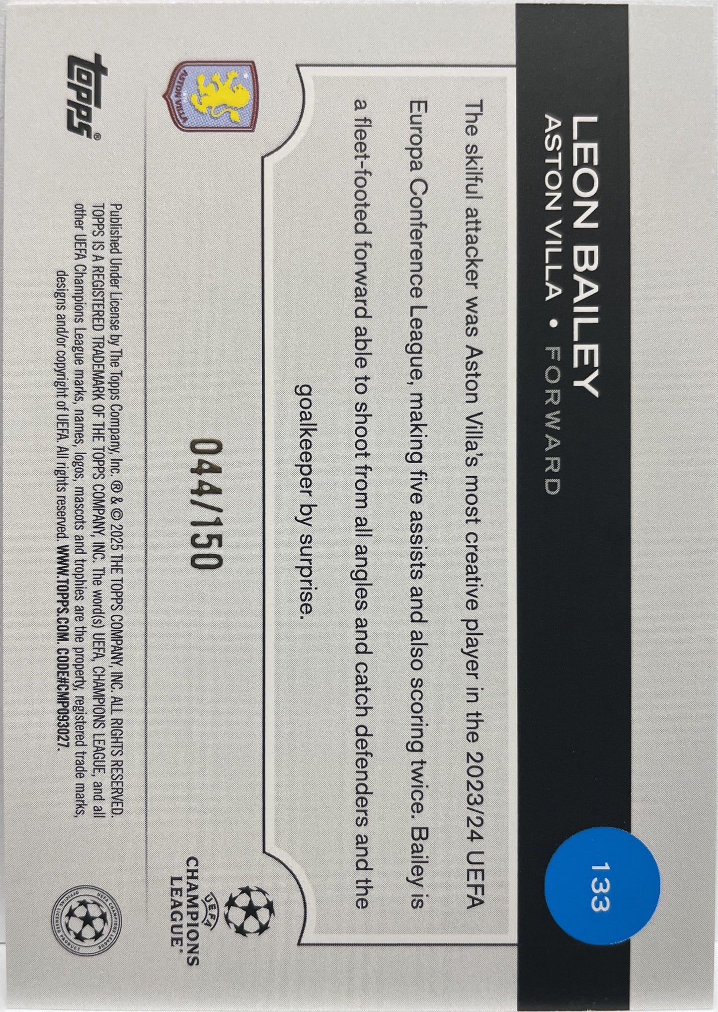 Leon Bailey 44/150 Topps UCC 2024/25