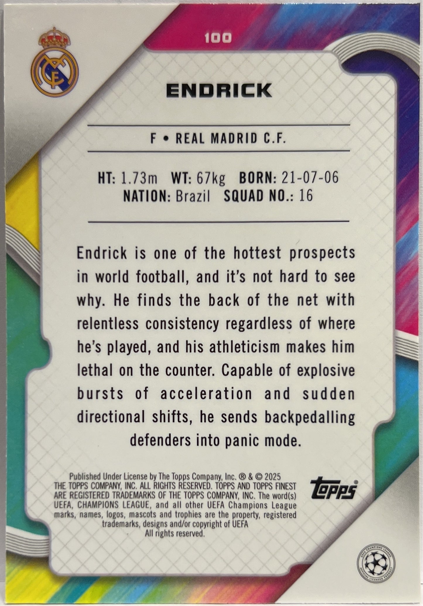 Endrick Rookie Topps Finest UCC 2024/25