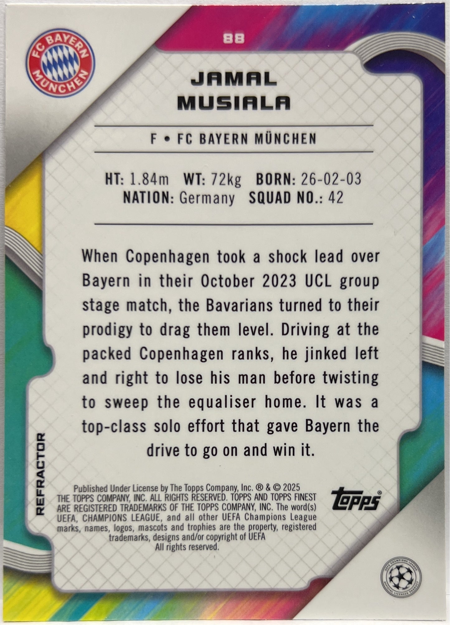 Mancolista-Refractors-Topps Finest UCC 2024/25 Parte 1 (1-100)