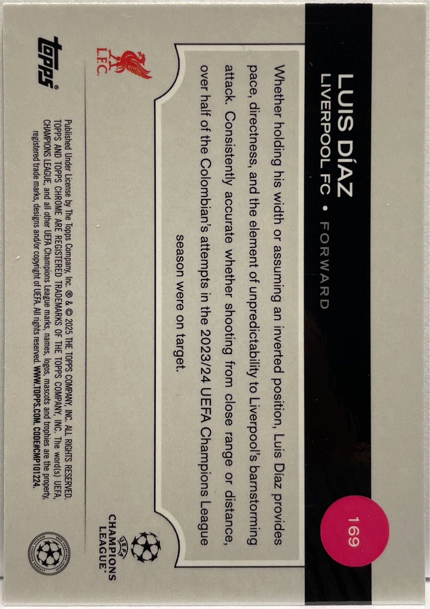 Luis Diaz 7/99 Green Lava Topps Chrome UCC 2024/25