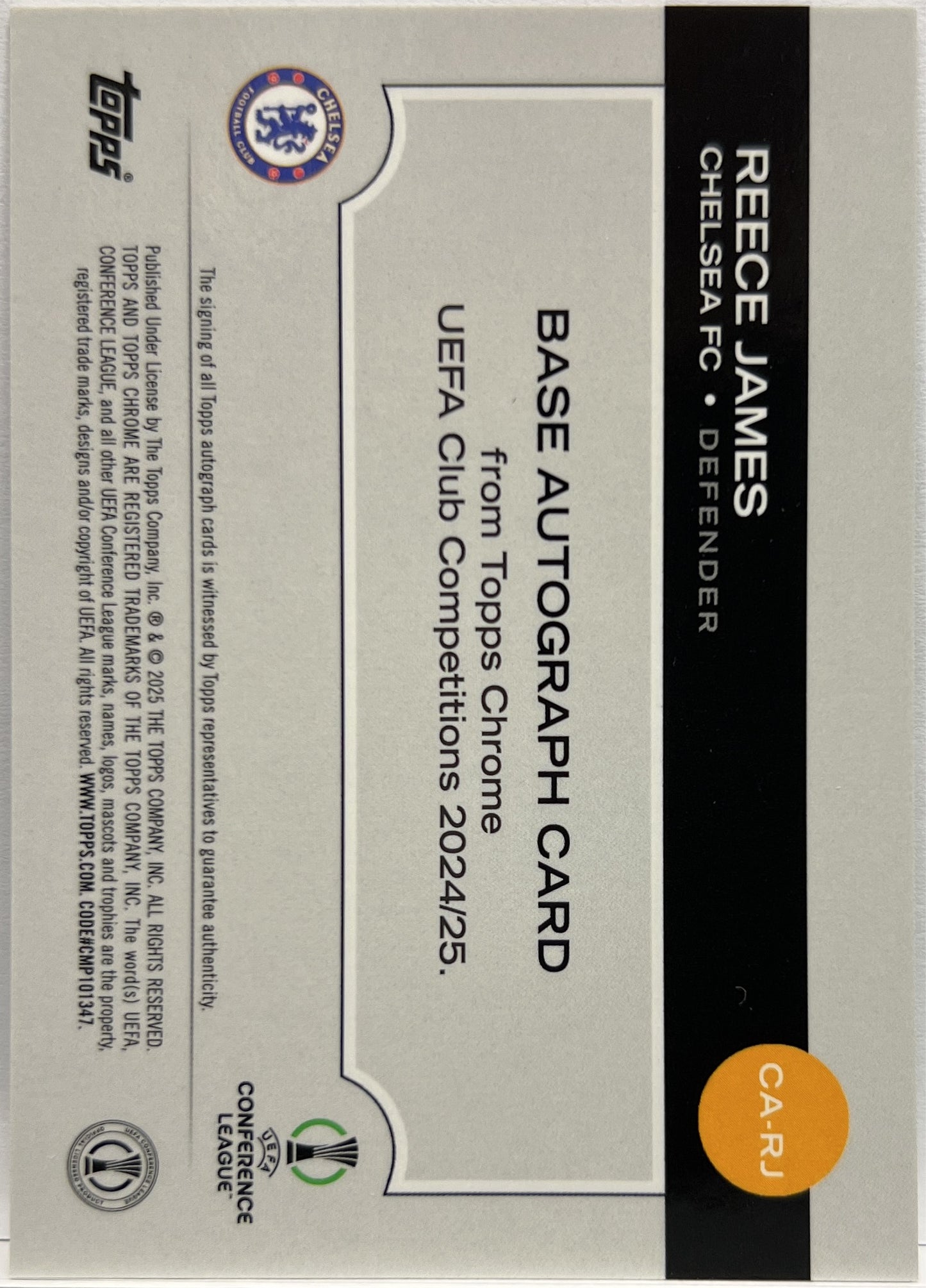 Reece James Autograph Topps Chrome UCC 2024/25