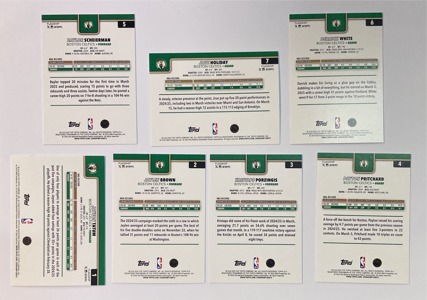 Boston Celtics 7x Set Topps NBA Basketball 2025/26