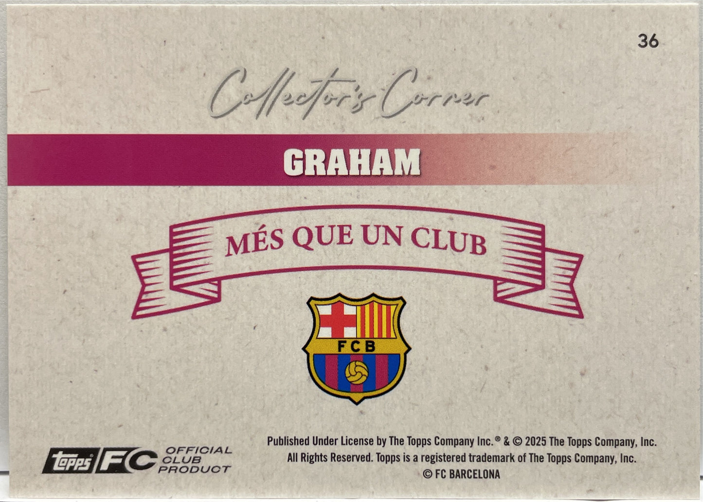 Graham 164/250 Collector's Corner Topps Barcelona Team Set 2024/25