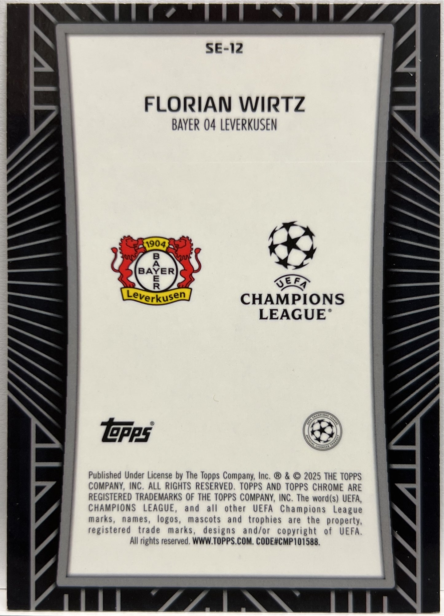 Florian Wirtz Shadow Etch Topps Chrome UCC 2024/25