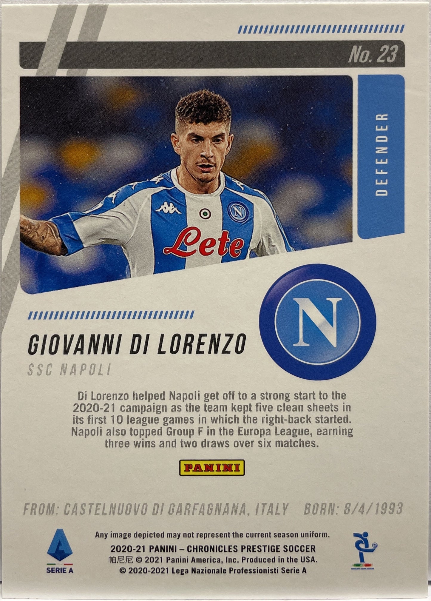 Giovanni Di Lorenzo Rookie Prestige Purple Chronicles 2020/21