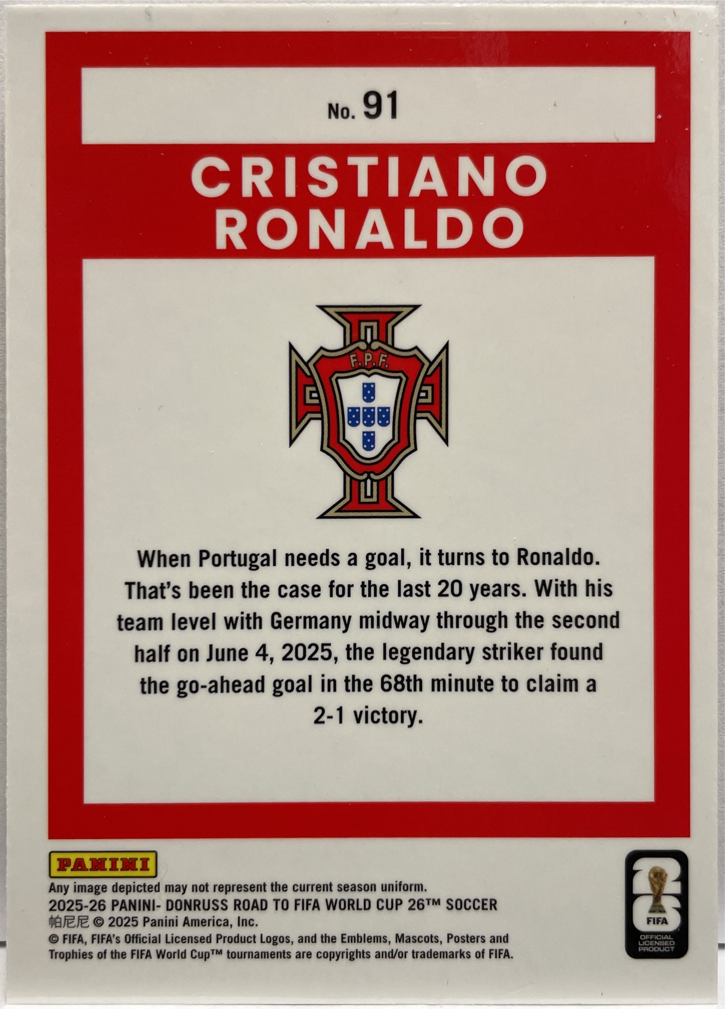 Cristiano Ronaldo Optic Panini Donruss Fifa 2025/26