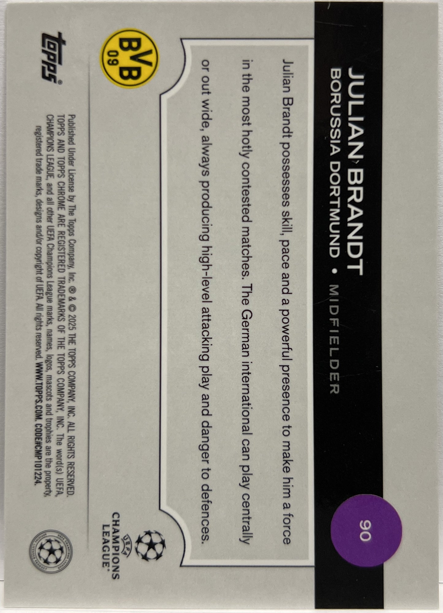 Julian Brandt 25/50 Gold Topps Chrome UCC 2024/25