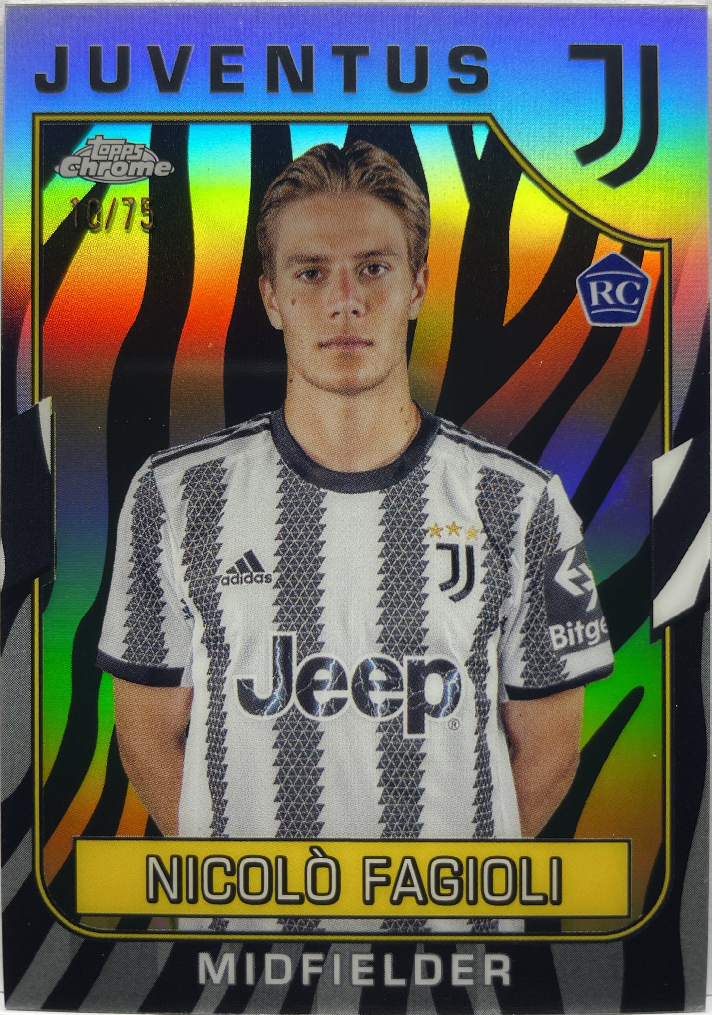 Nicolo Fagioli 10/75 Rookie Zebra Topps Chrome Juventus 2022/23