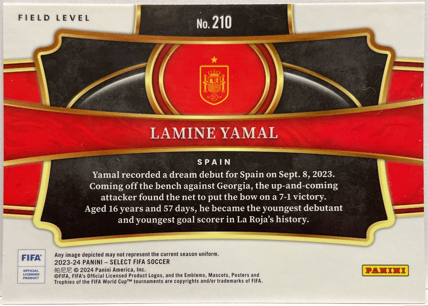 Lamine Yamal Rookie Field Level Panini Select Fifa 2023/24