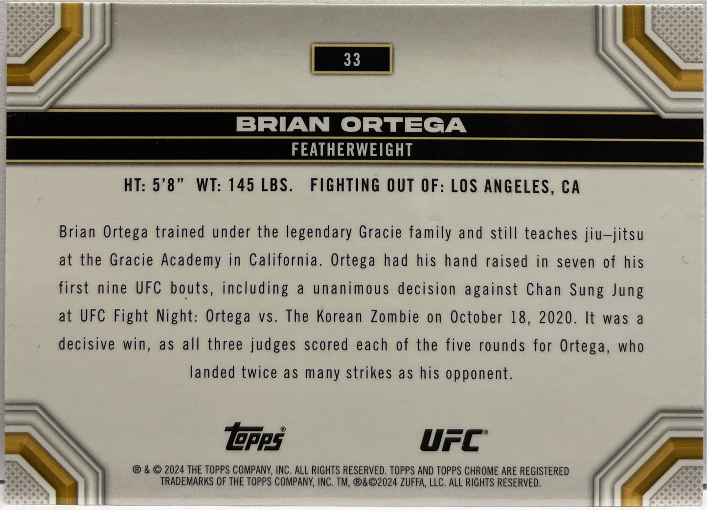 Brian Ortega Geometric Topps Chrome UFC 2025