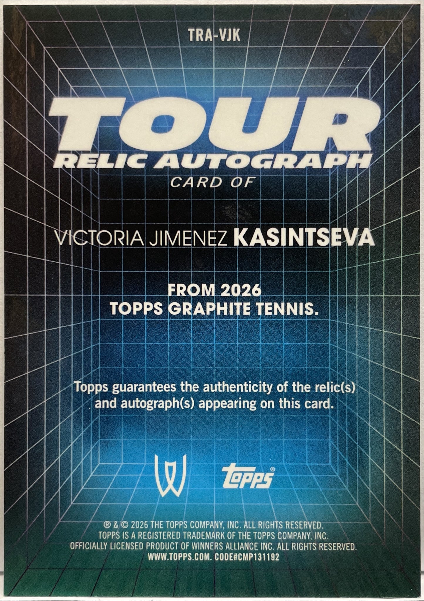 Victoria Jimenez Kasintseva Patch Worn Autograph Tour Relic Topps Tennis Graphite 2026