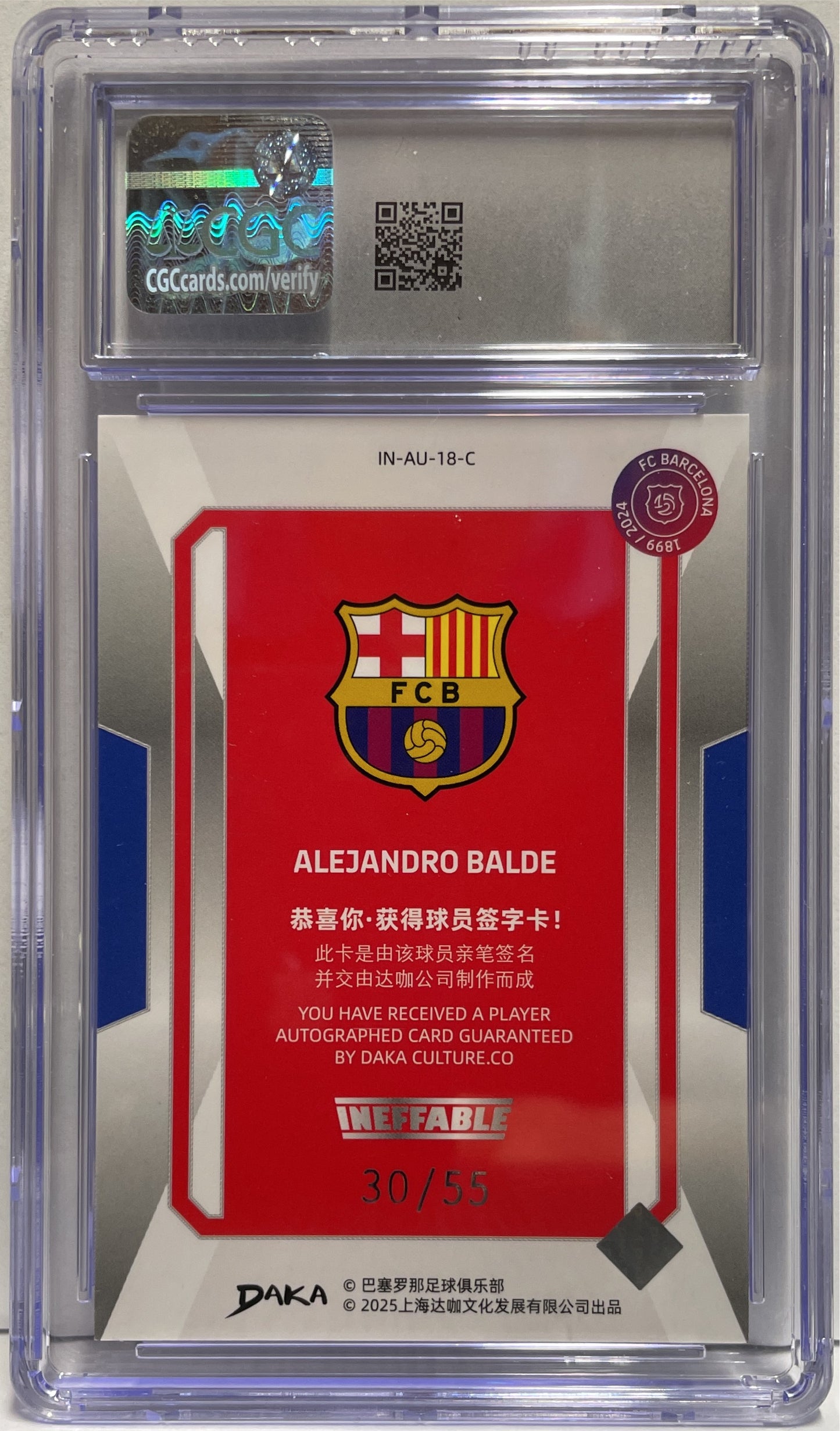 Alejandro Balde 30/54 Autograph Silver Legend Daka Barcelona 2024/25 CGC 9