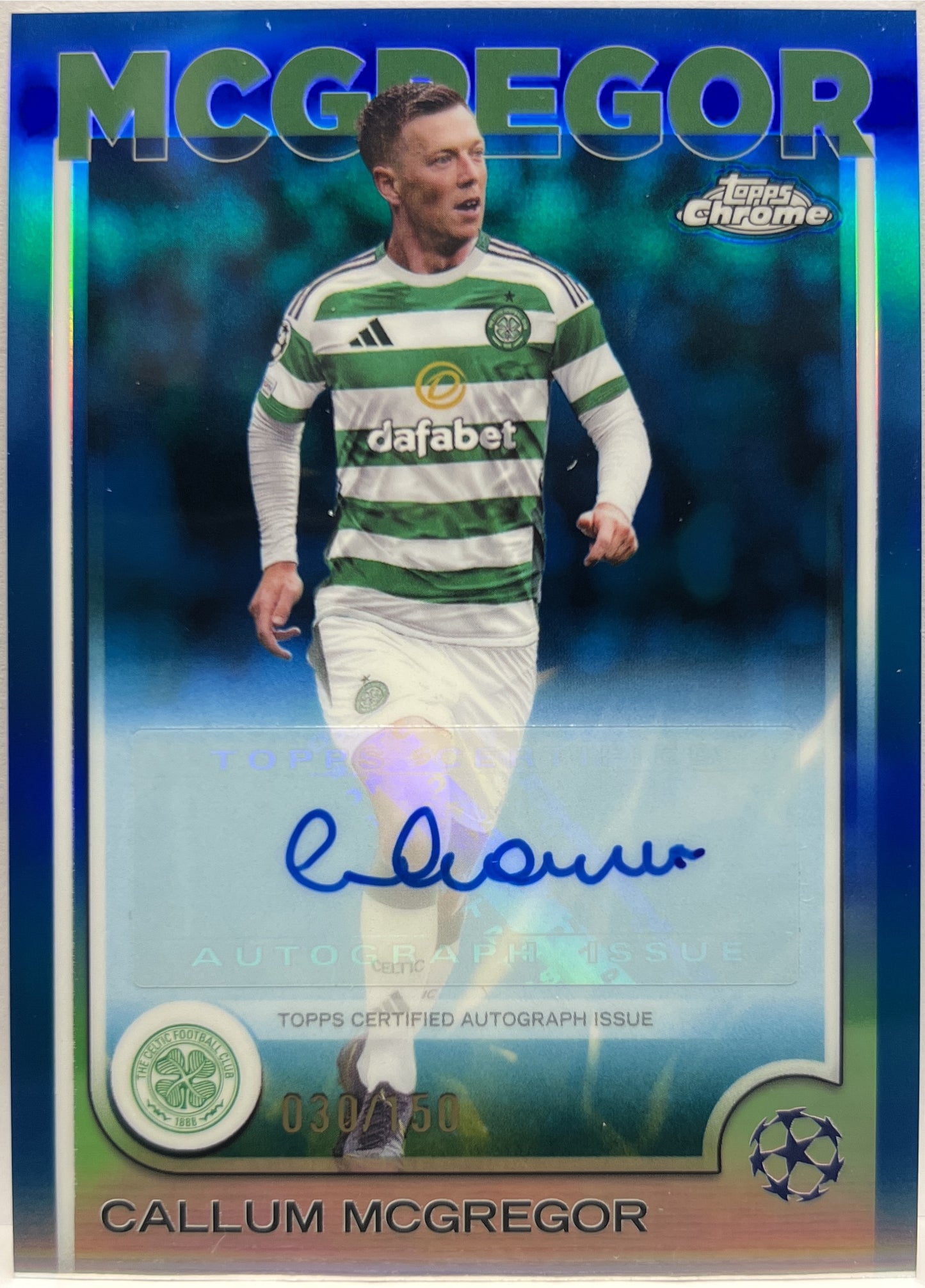 Callum Mcgregor 30/150 Autograph Blue Topps Chrome UCC 2024/25