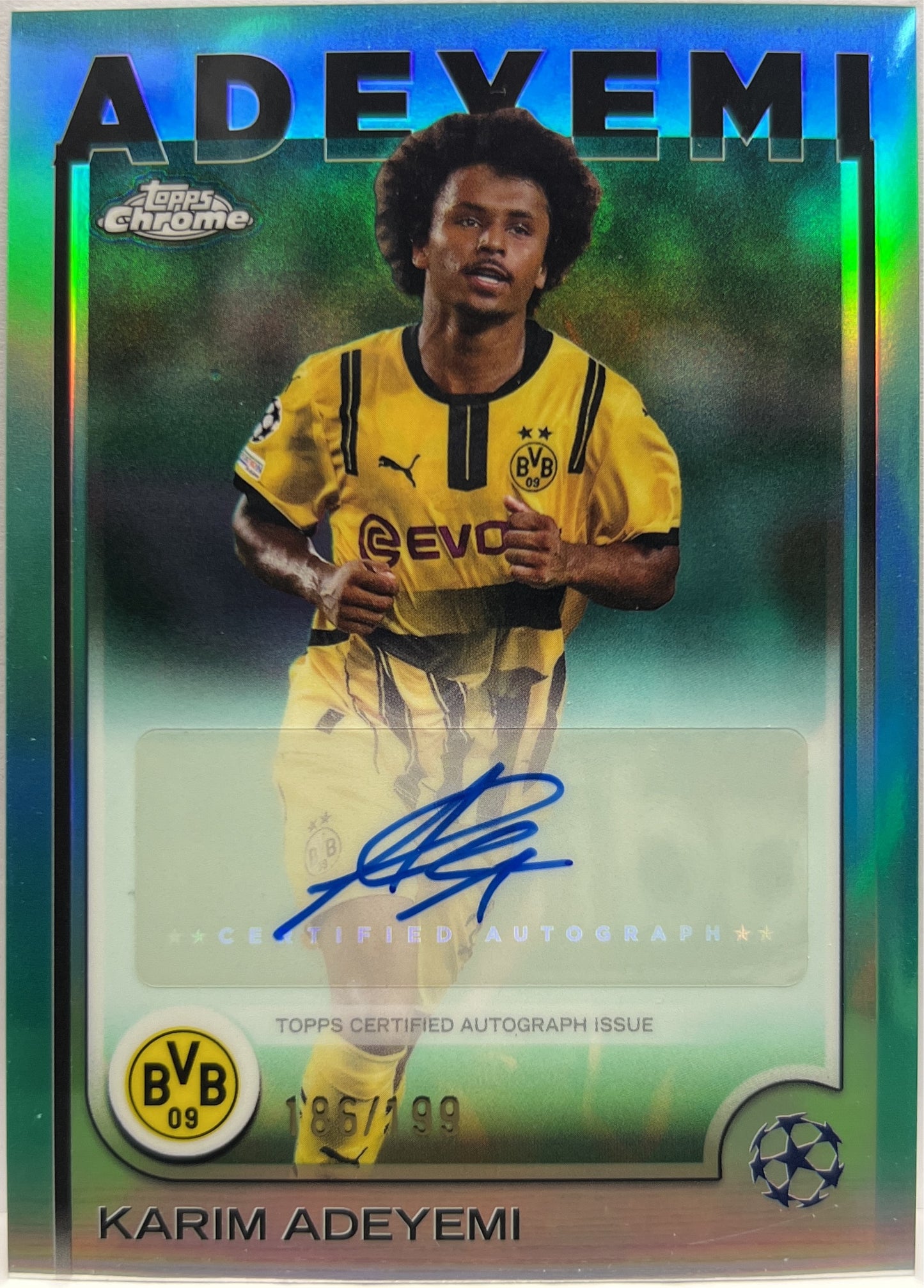Karim Adeyemi 186/199 Autograph Aqua Topps Chrome UCC 2024/25