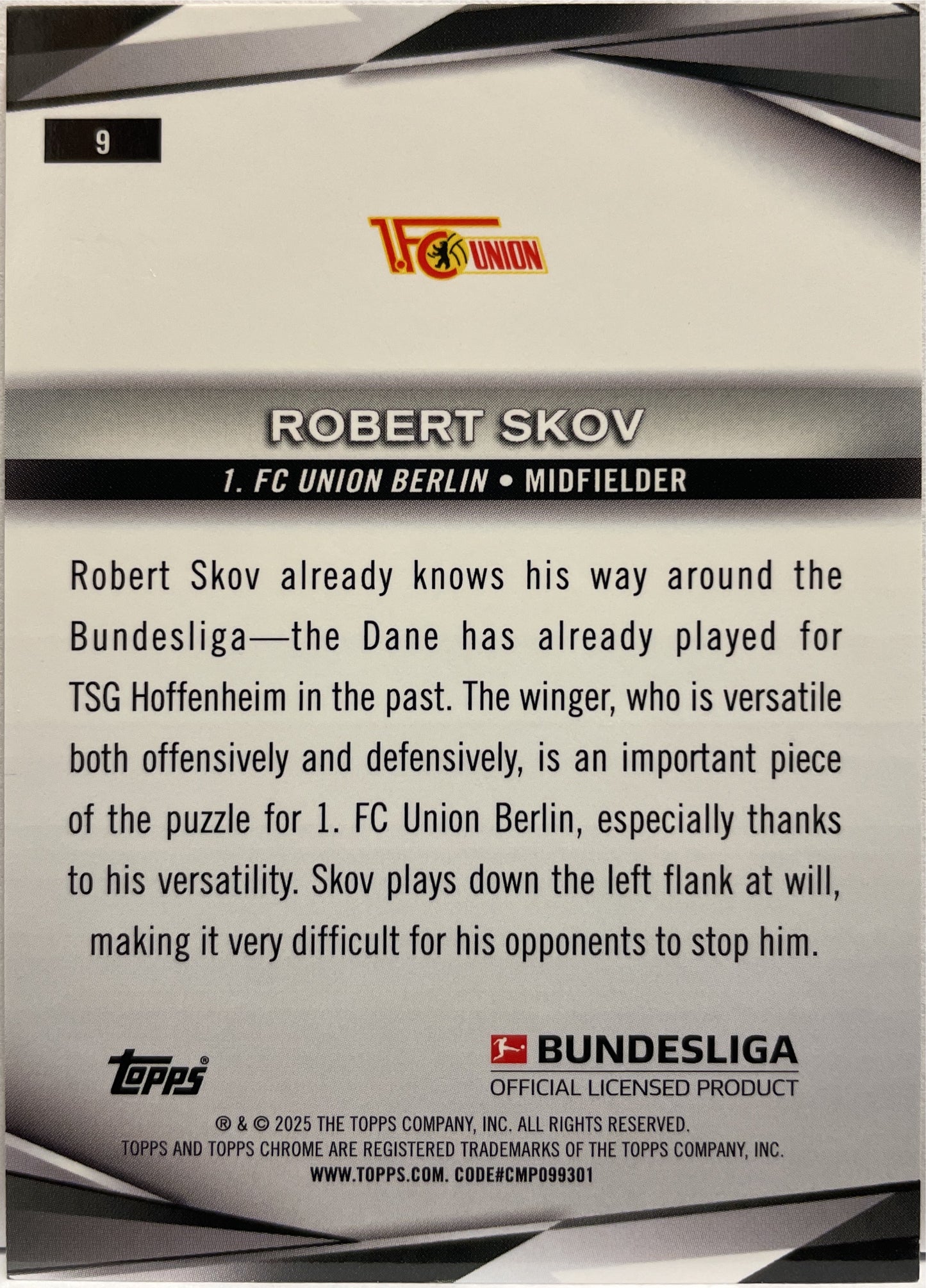 Robert Skov 15/25 Orange Lava Topps Chrome Bundesliga 2024/25
