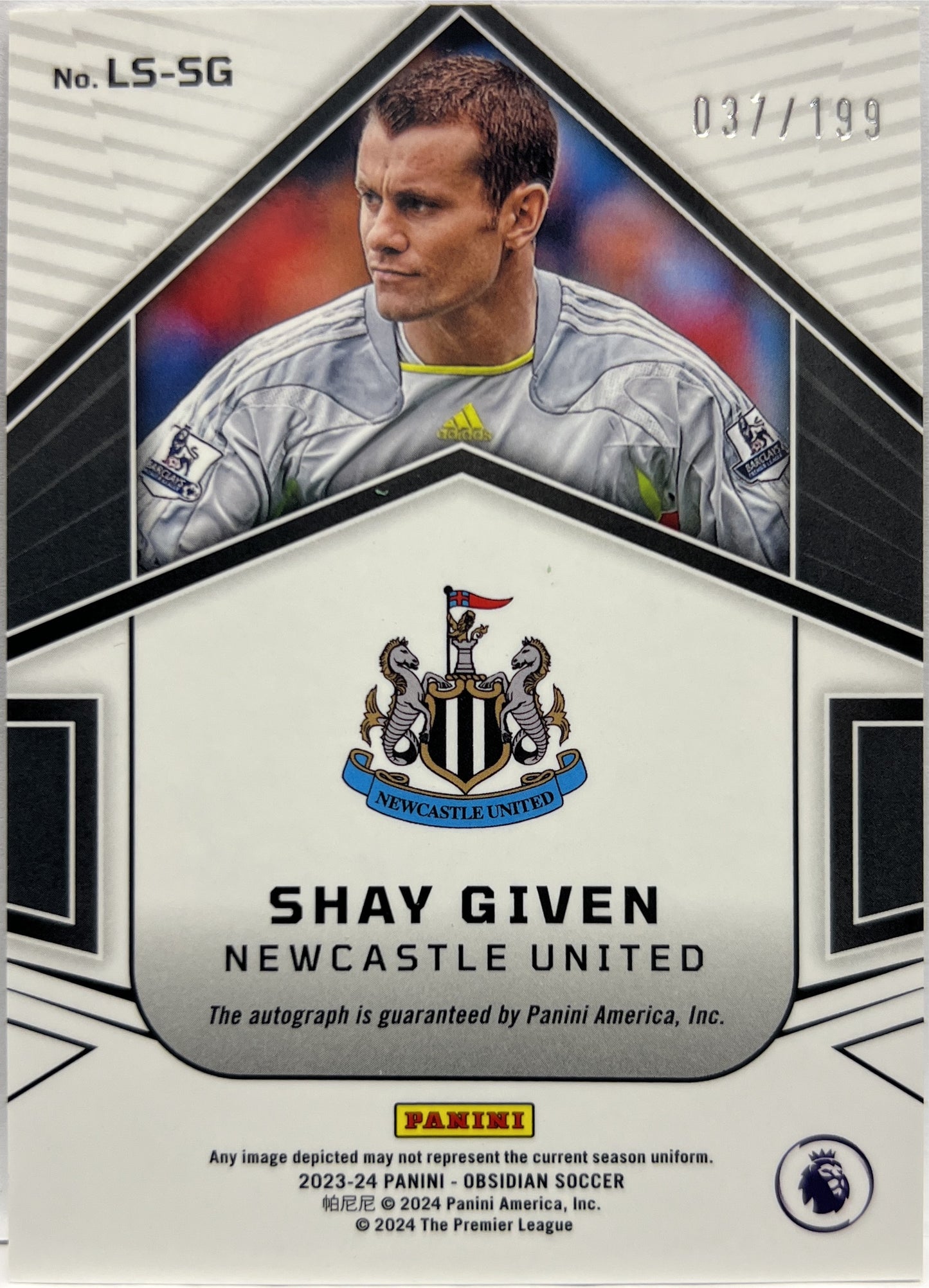 Shay Given 37/199 Autograph Lightning Strike Obsidian 2023/24