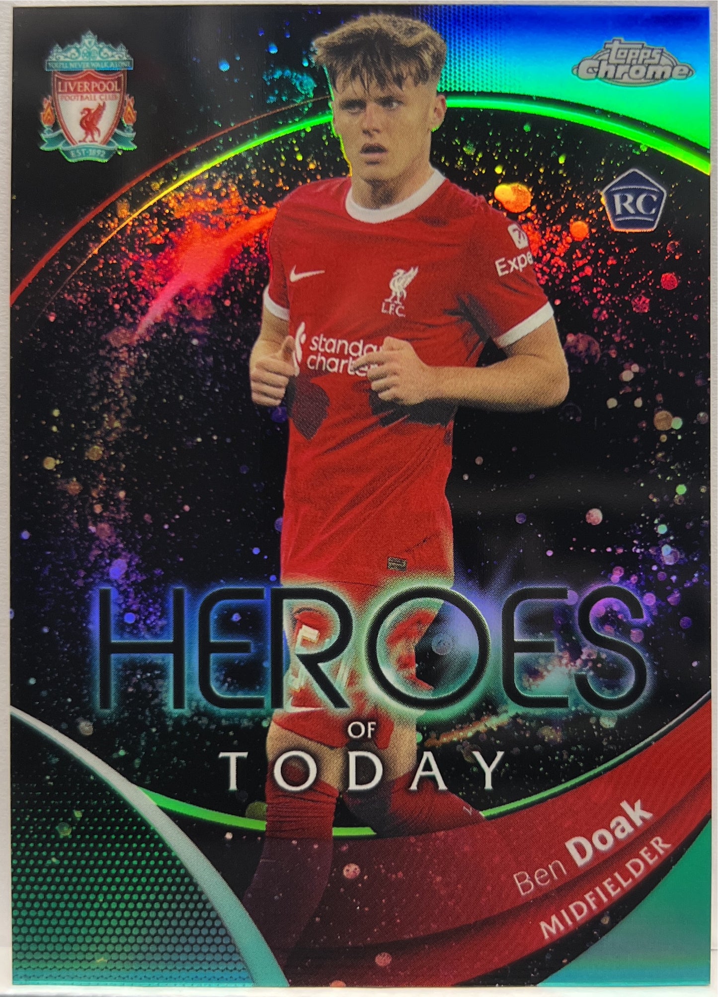 Ben Doak 7/99 Rookie Heroes Of Today Aqua Topps Chrome Liverpool 2023/24