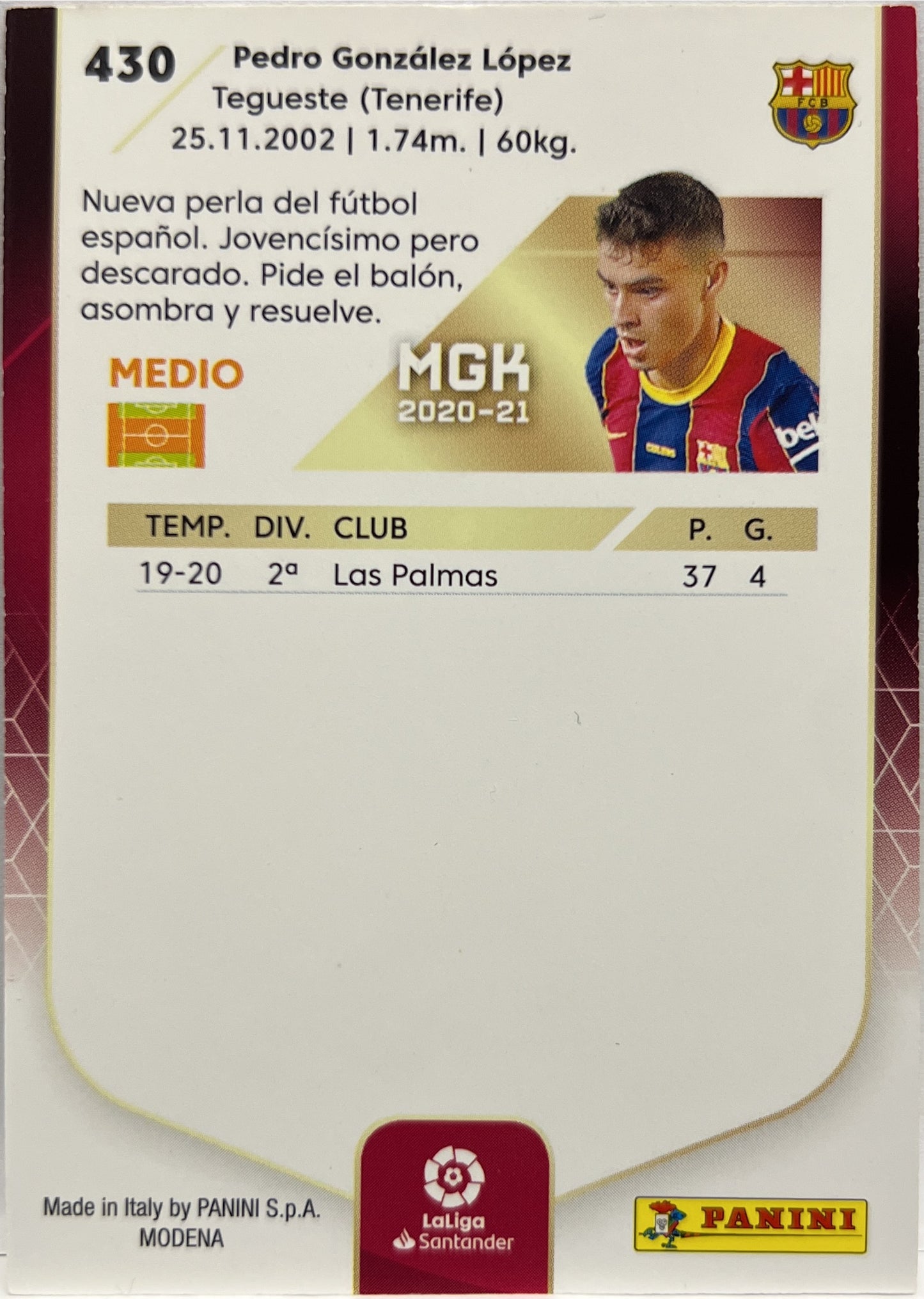 Pedri Rookie Panini La Liga MGK 2020/21