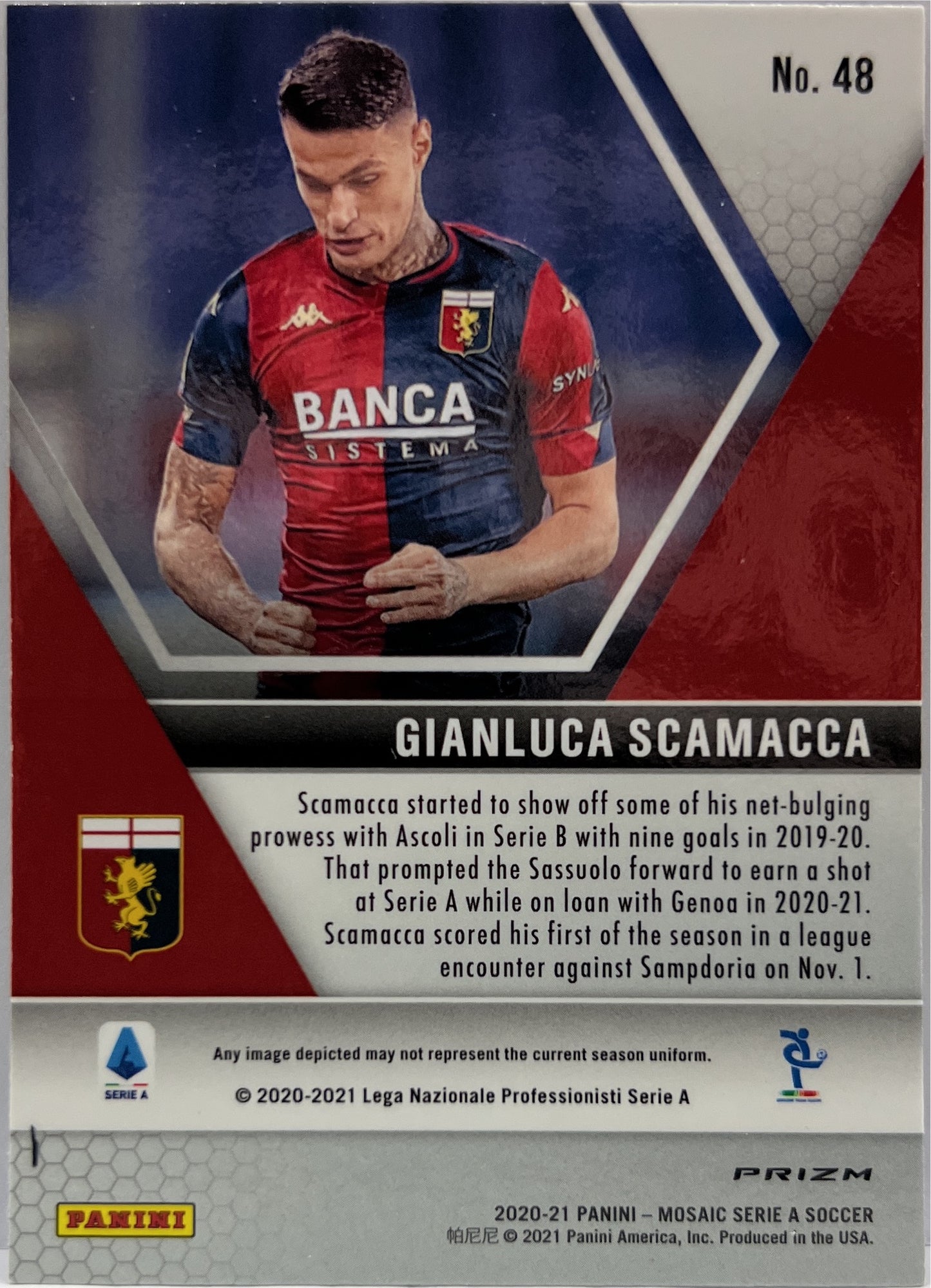 Gianluca Scamacca Rookie Silver Holo Mosaic Serie A 2020/21
