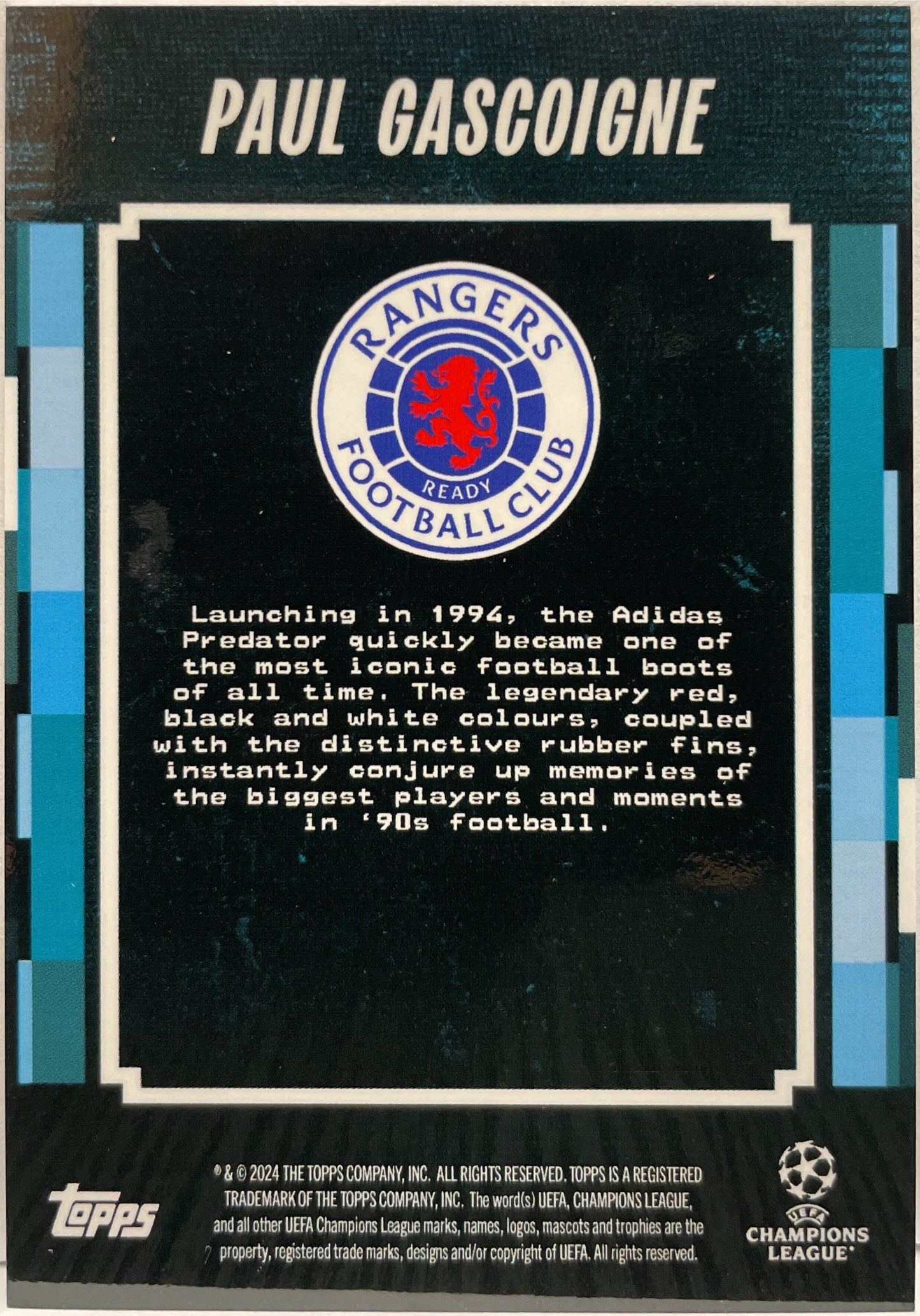 Paul Gascoigne 3/49 Predator Blue Topps Decades 2024/25