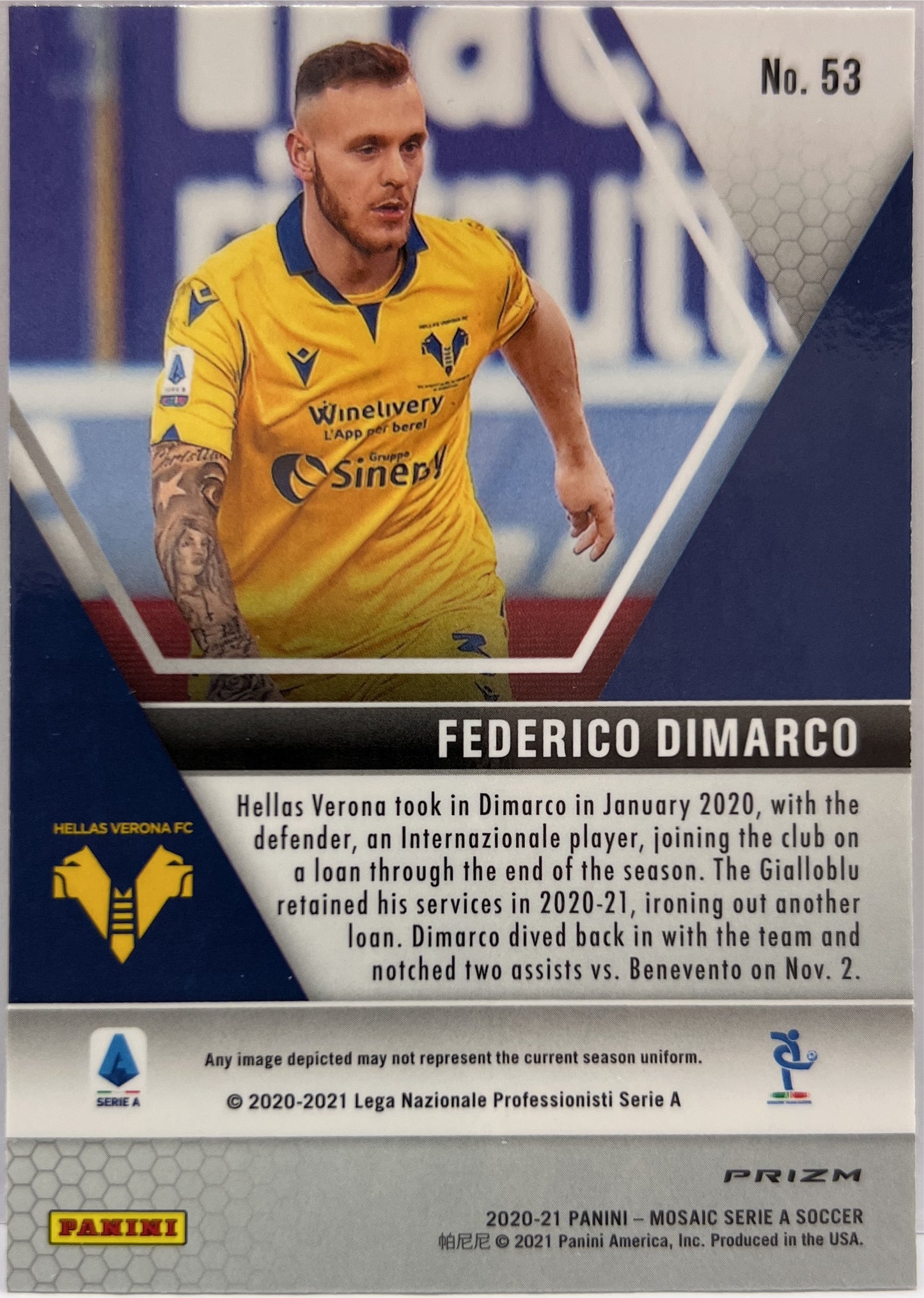 Federico DiMarco Rookie Silver Holo Mosaic Serie A 2020/21
