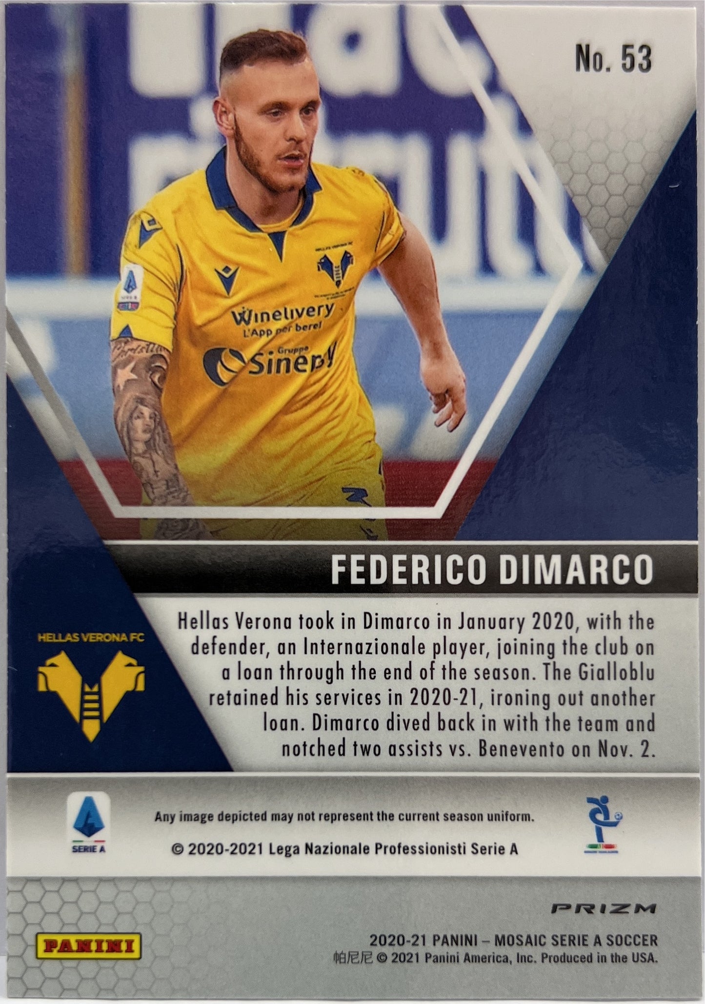 Federico DiMarco Rookie Silver Prizm Mosaic Serie A 2020/21