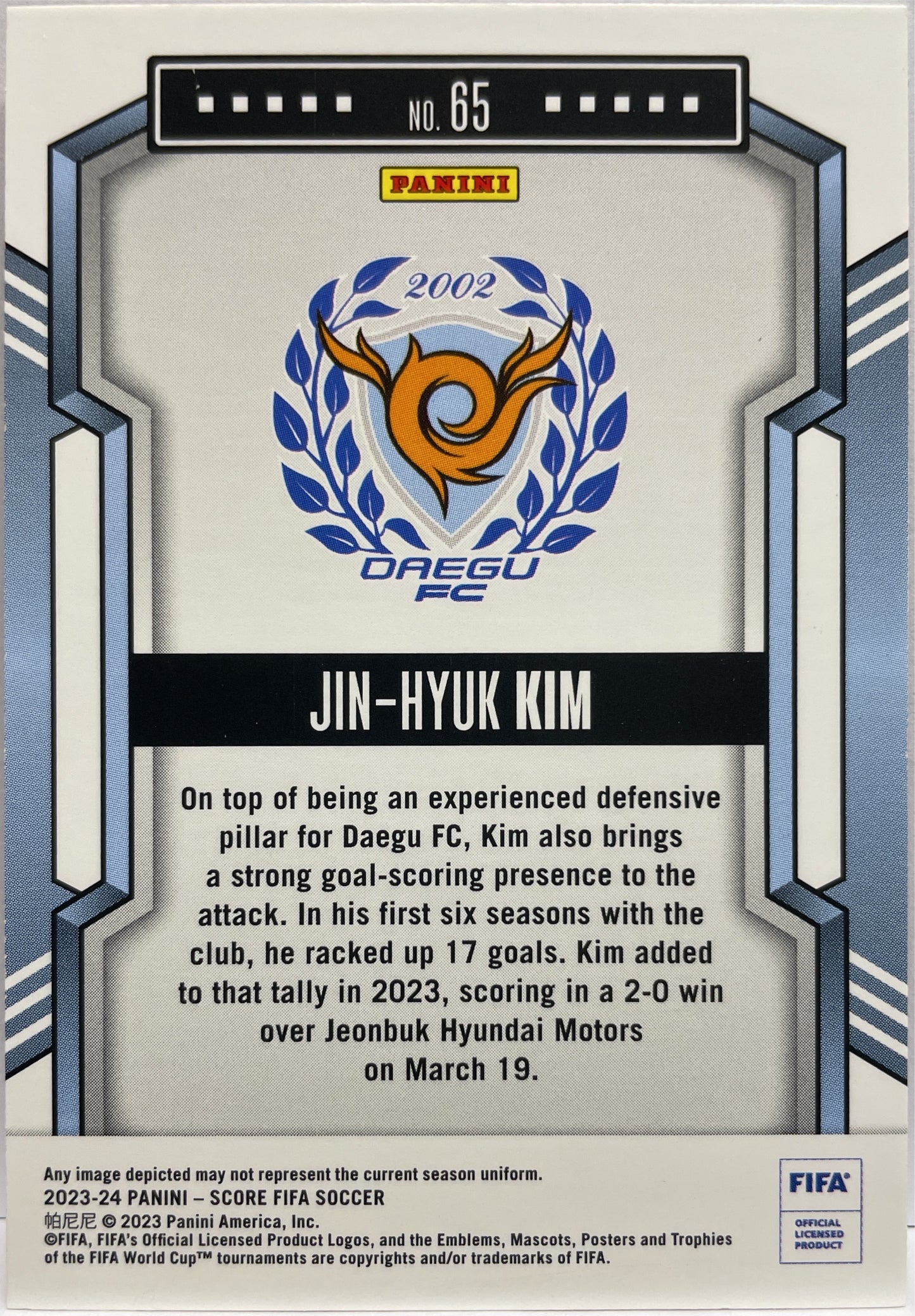 Jin-Hyuk Kim 5/35 Orange Laser Score Fifa 2023/24
