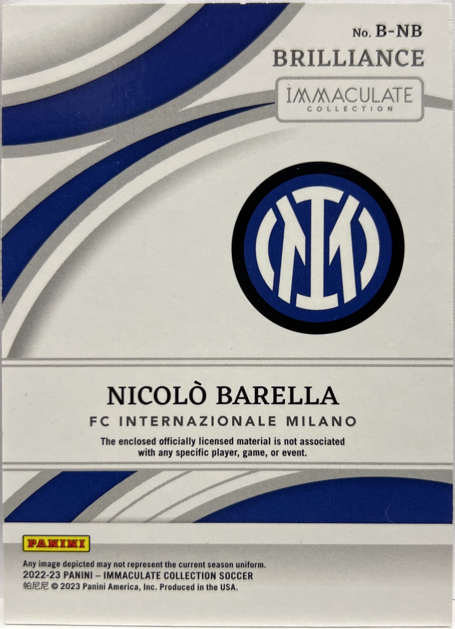 Nicolo Barella 1/1 One Of One Patch Immaculate 2022/23