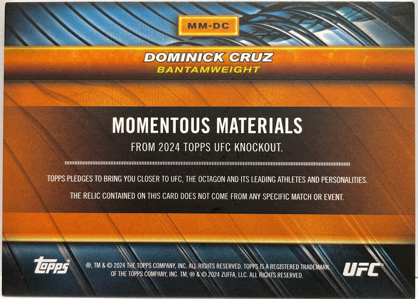 Dominick Cruz Patch Worn Topps Knockout UFC 2024
