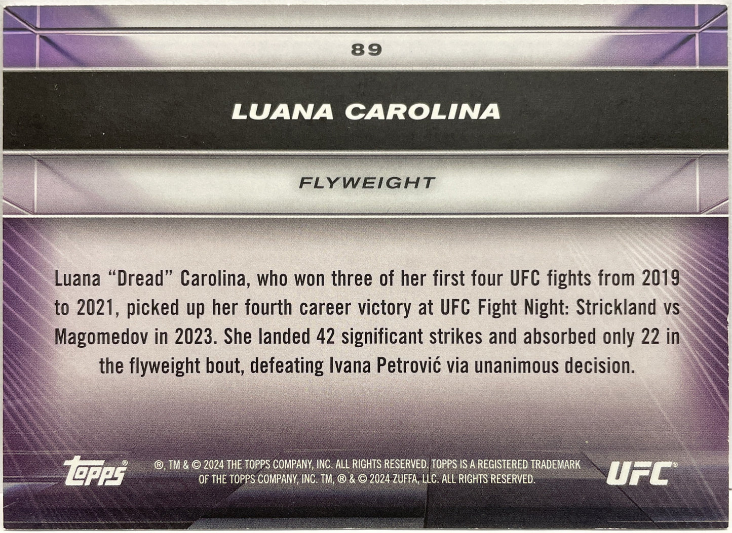 Luana Carolina 10/25 Rookie Red Topps Knockout UFC 2024
