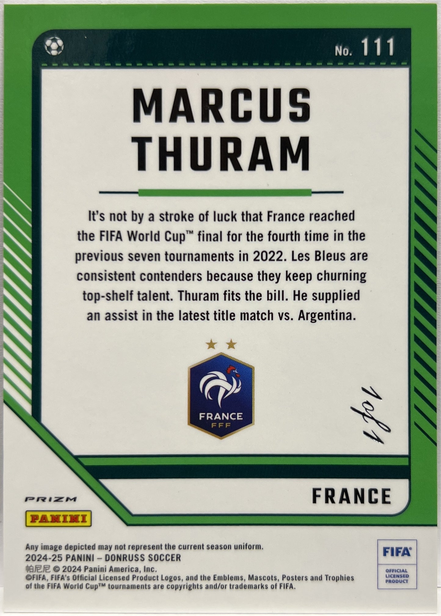 Marcus Thuram 1/1 One Of One Optic Gold Power Donruss Fifa 2024/25