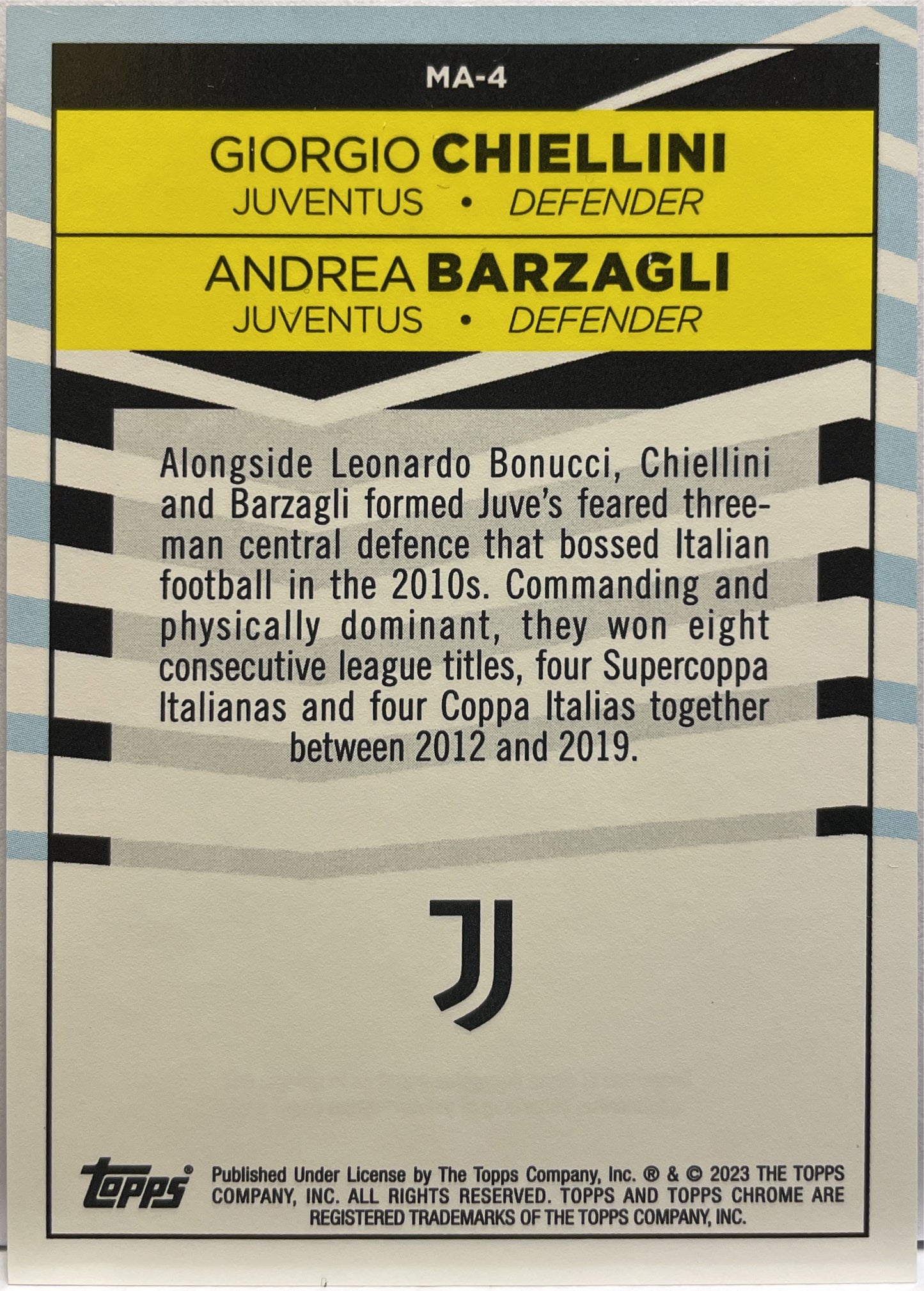 Giorgio Chiellini & Andrea Barzagli Maestros Topps Chrome Juventus 2022/23