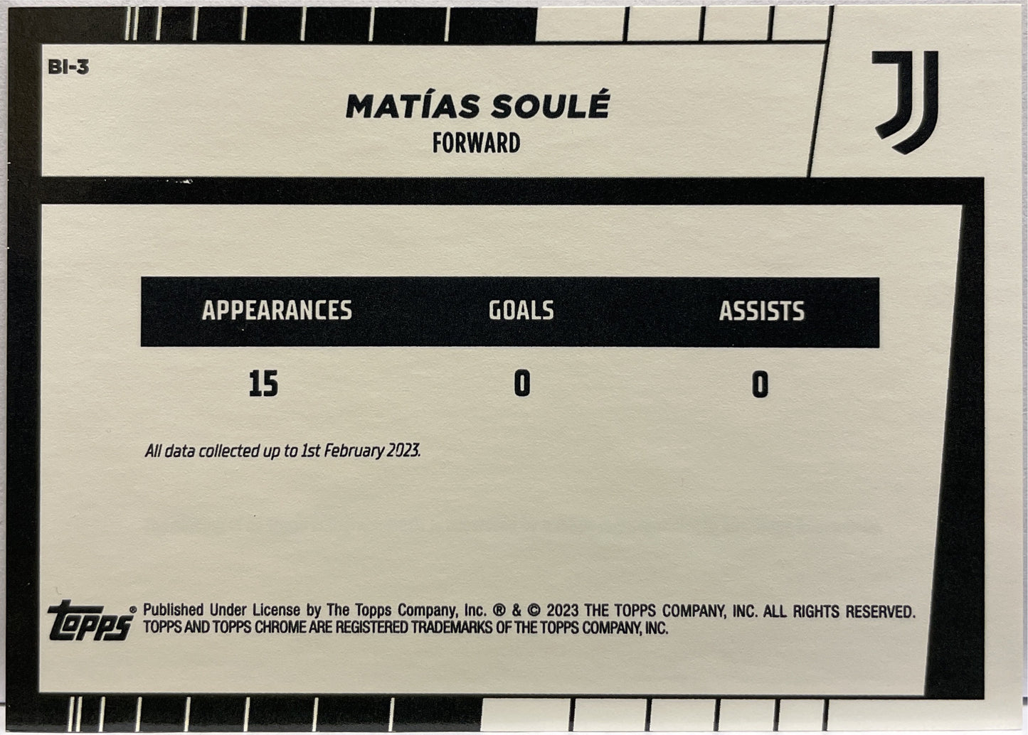 Matias Soule Rookie Bianconero Topps Chrome Juventus 2022/23