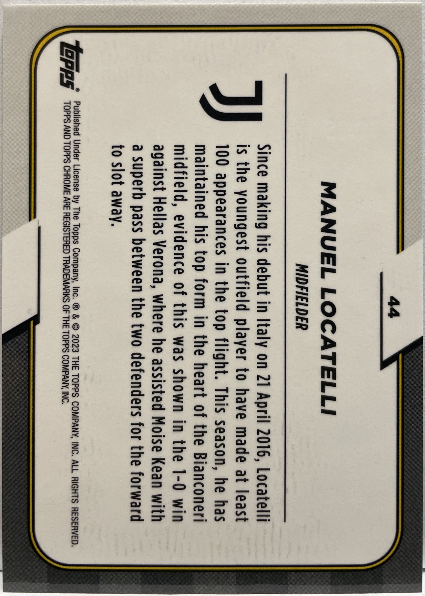 Manuel Locatelli 26/75 Zebra Topps Chrome Juventus 2022/23