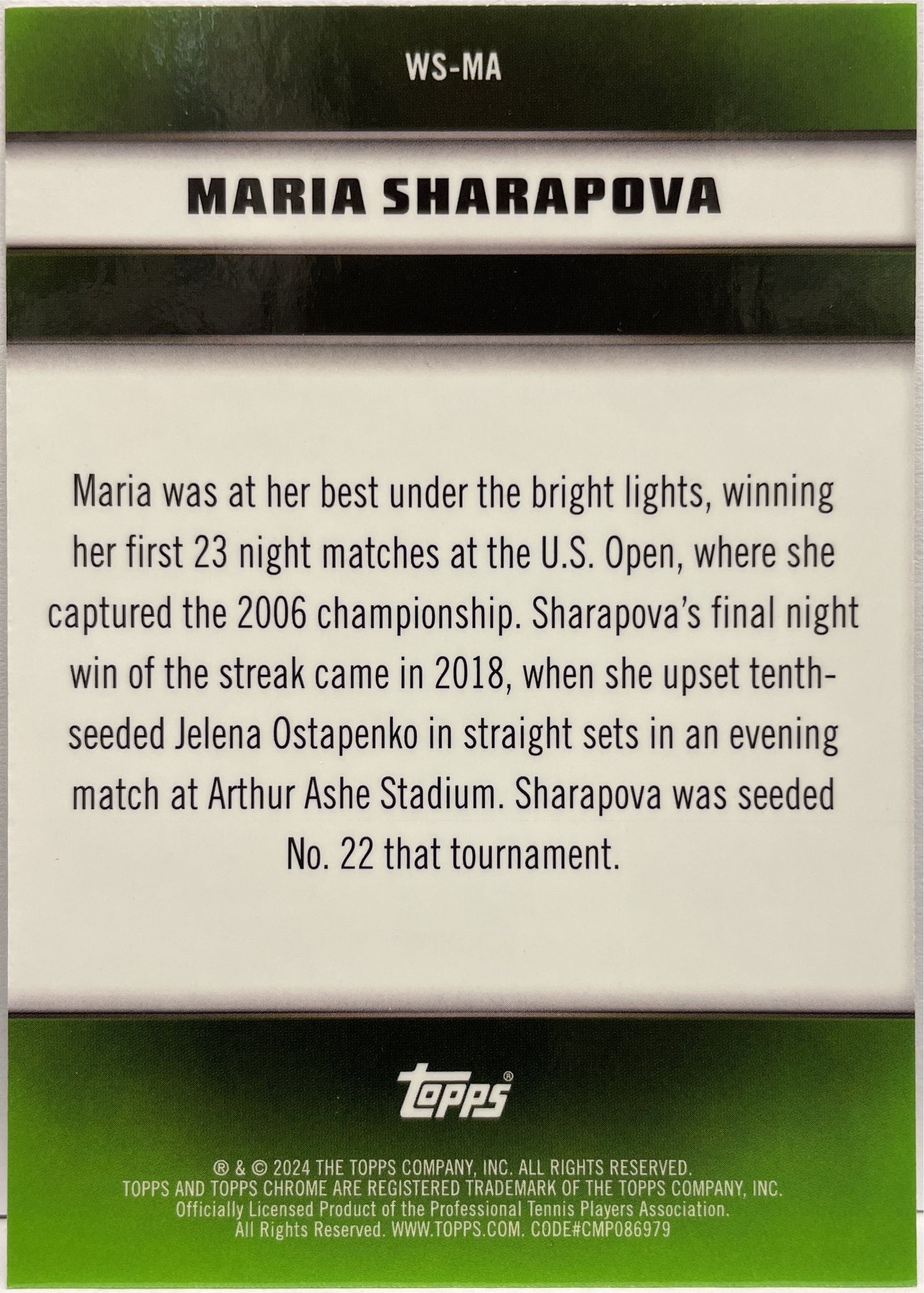 Maria Sharapova 179/199 Winning Streaks Aqua Topps Tennis Graphite 2024