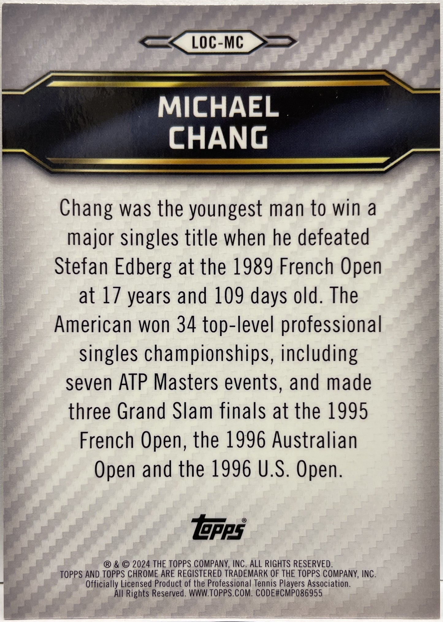 Michael Chang 161/199 Legends Of The Court Aqua Topps Tennis Graphite 2024