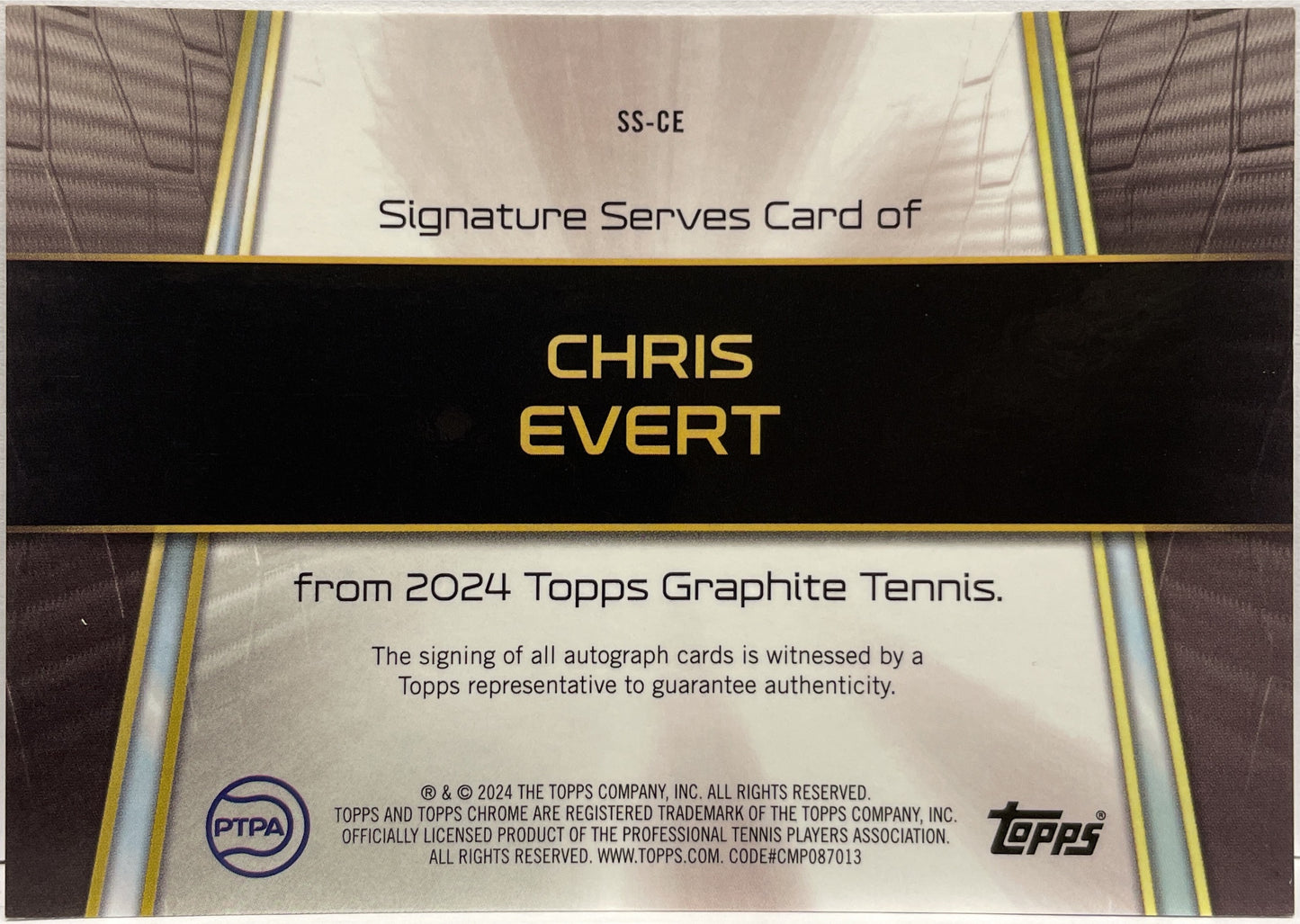 Chris Evert 48/50 Autograph Topps Tennis Graphite 2024