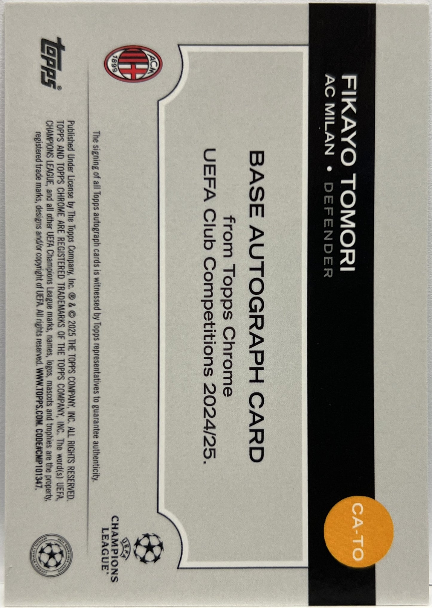 Fikayo Tomori 115/150 Autograph Blue Lava Topps Chrome UCC 2024/25