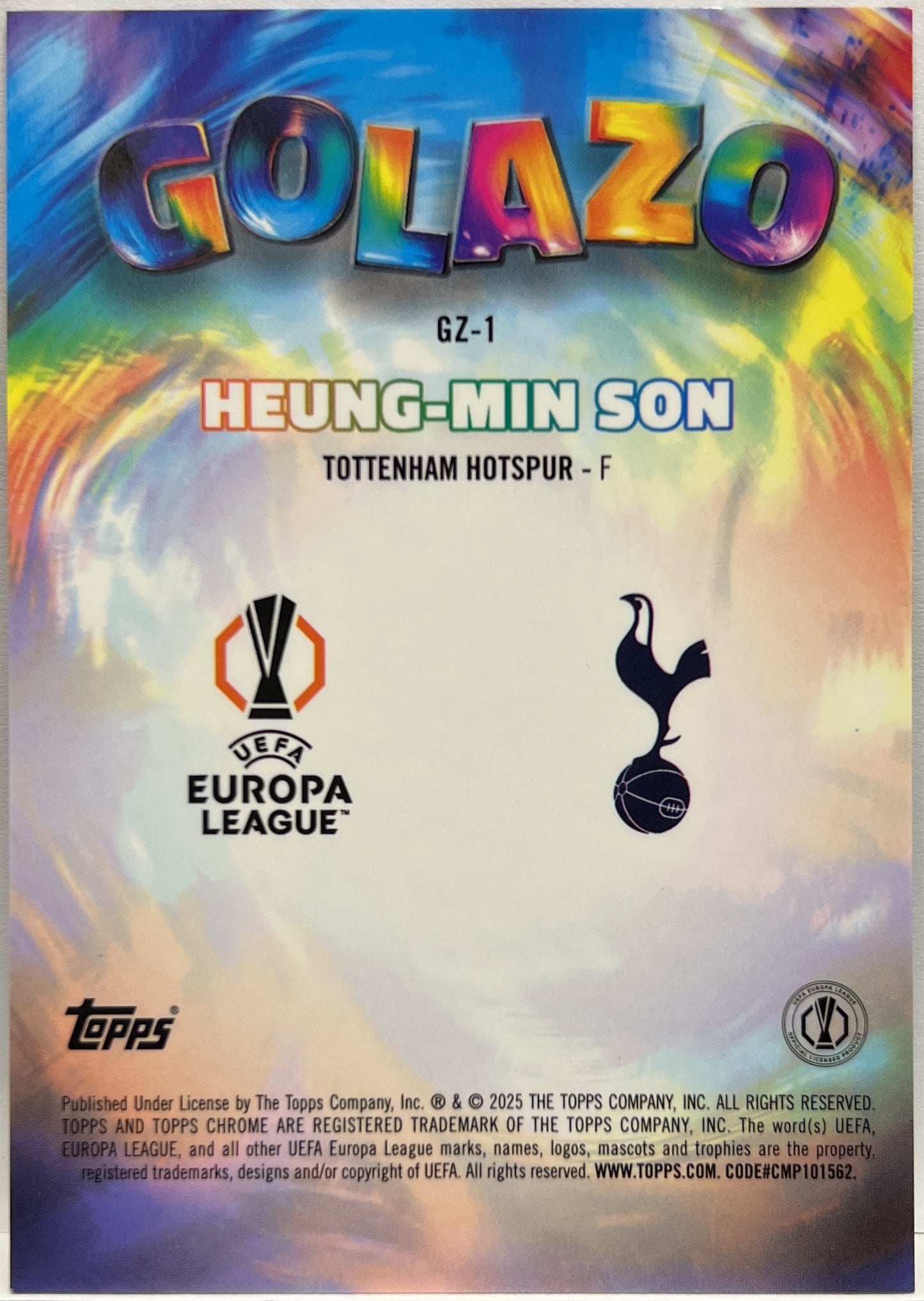 Heung Min Son 8/10 Golazo Black Topps Chrome UCC 2024/25