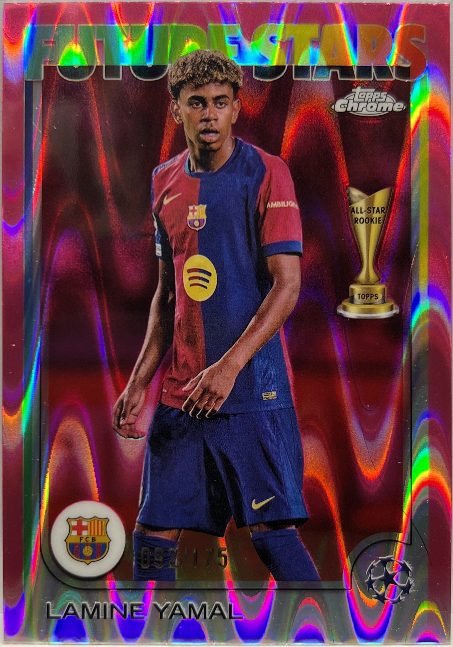 Lamine Yamal 92/175 Future Stars Neon Pink RayWave Topps Chrome UCC 2024/25