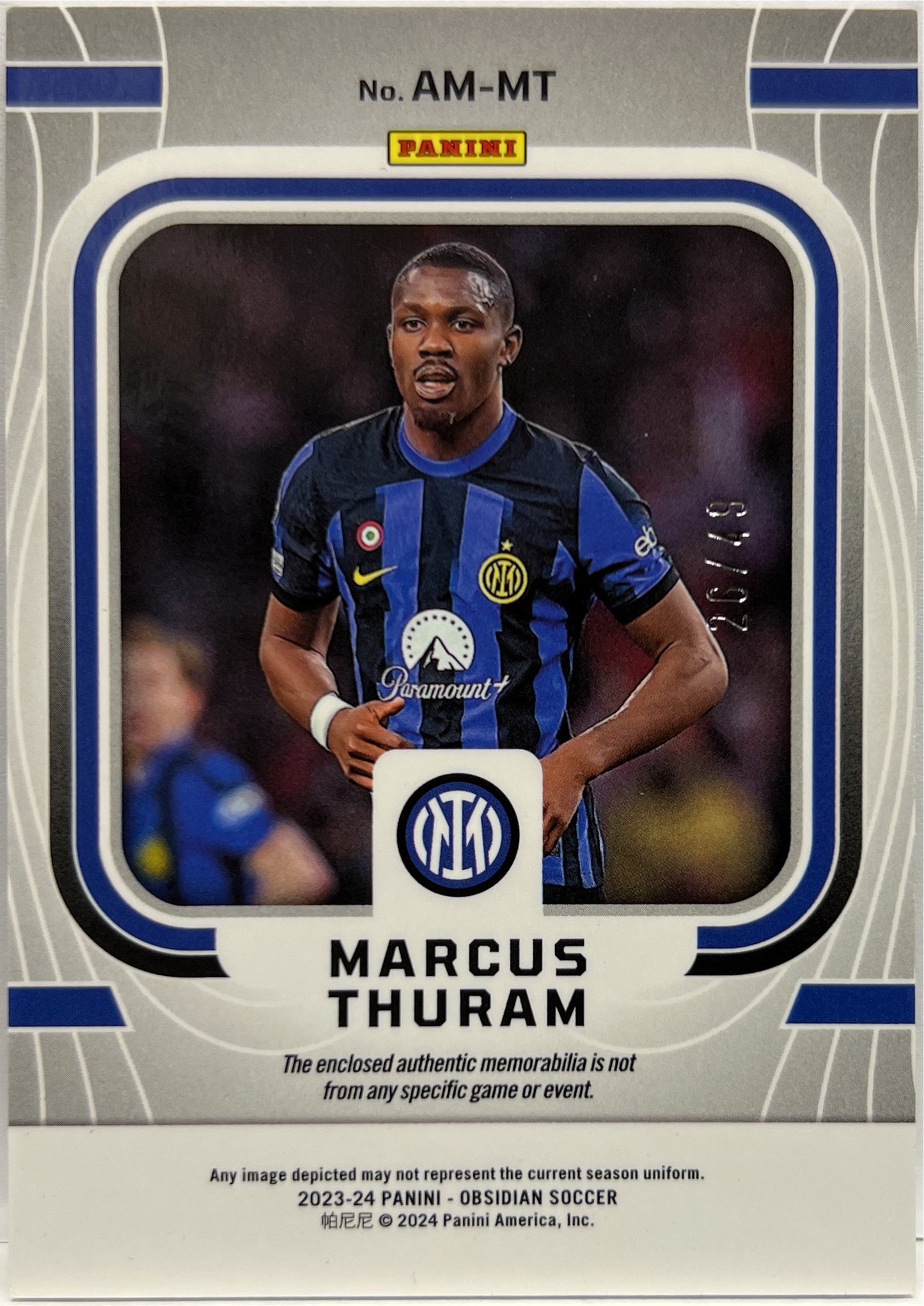 Marcus Thuram 26/49 Patch Atomic Obsidian 2023/24