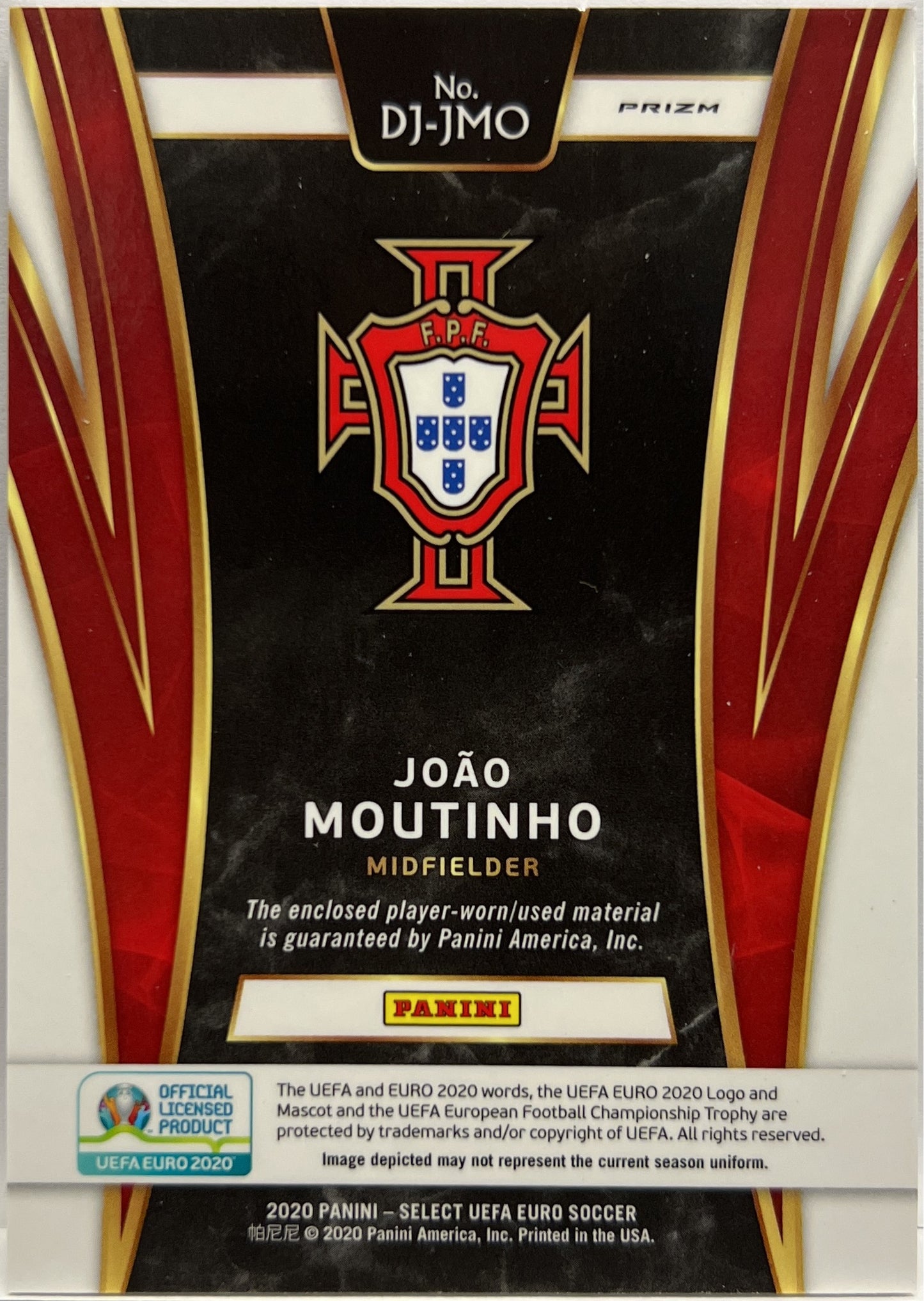 Joao Moutinho PLayer Worn Dual Patch Jersey Select Uefa Euro 2020